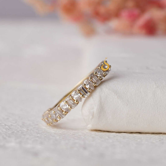 Prong Set Pear And Emerald Half Eternity Band Second