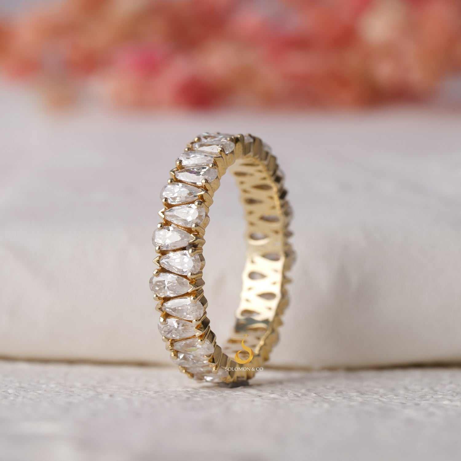 Vintage Pear Moissanite Full Eternity Band Forth