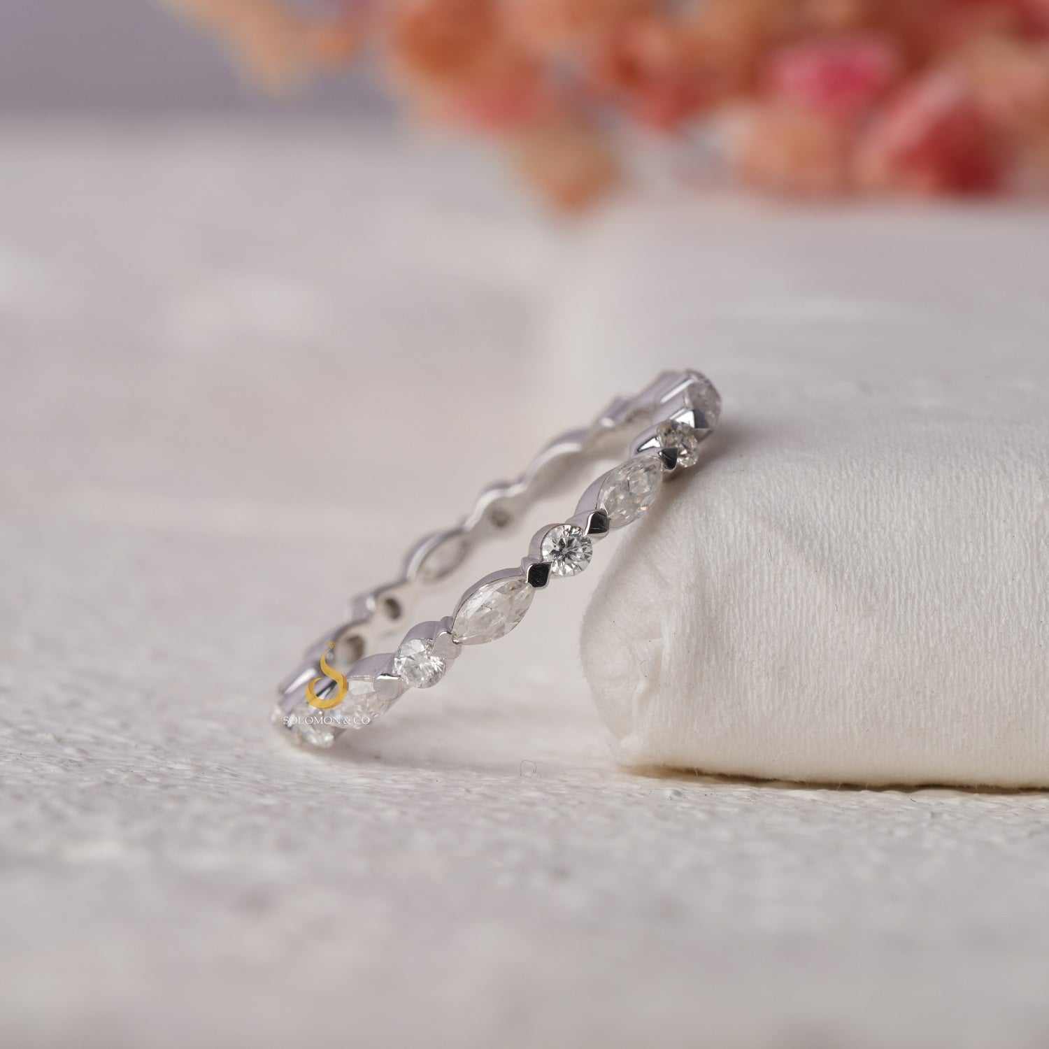 Prong Set Marquise And Round Cut Moissanite Full Eternity Band