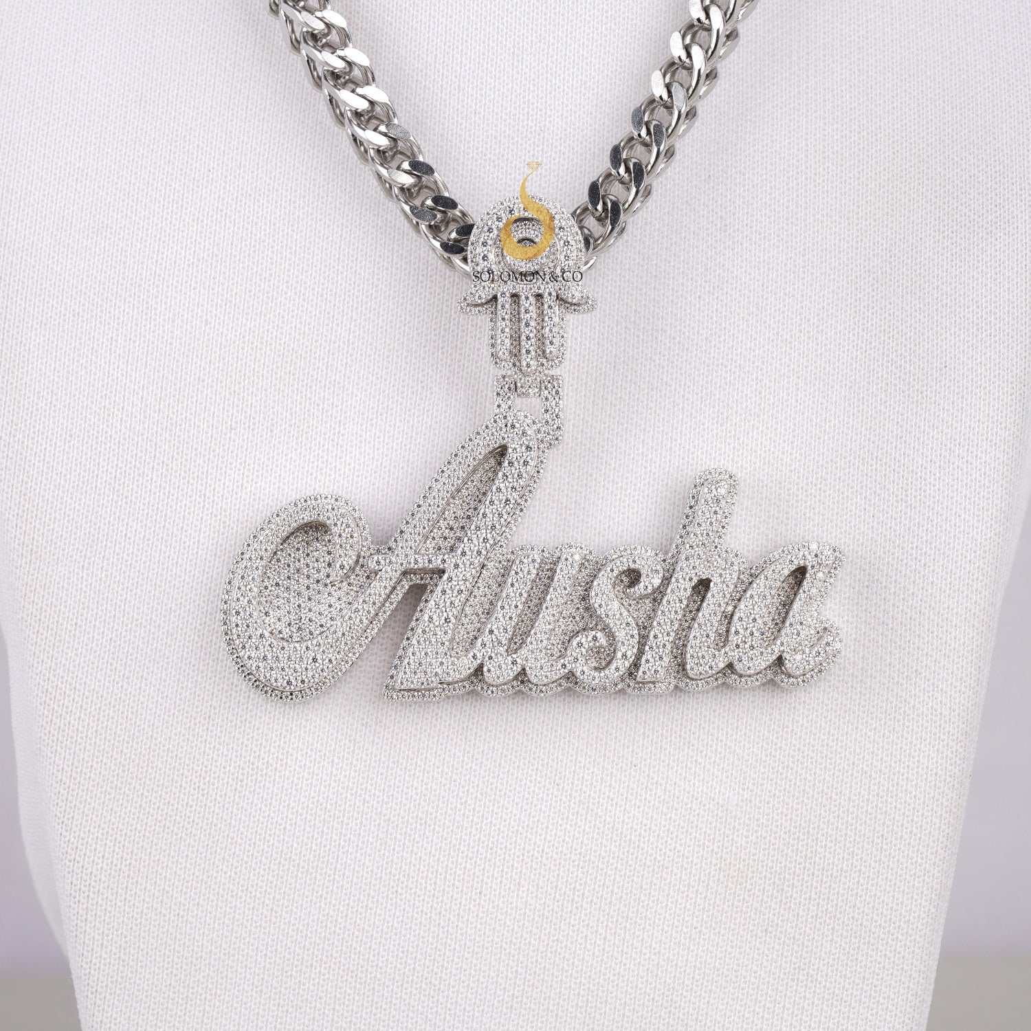 Ausha Custom Moissanite Diamond Name Pendant Forth