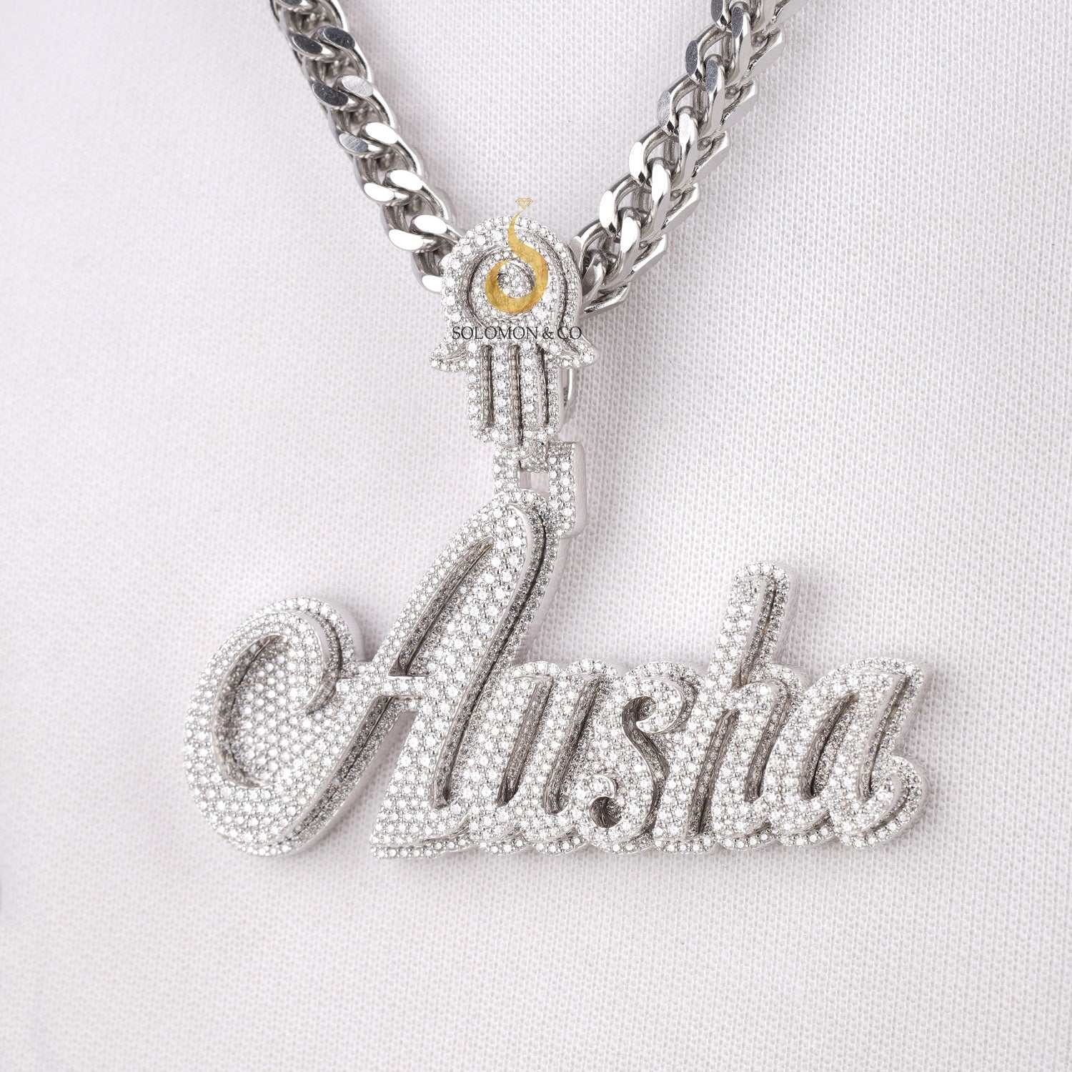 Ausha Custom Moissanite Diamond Name Pendant First