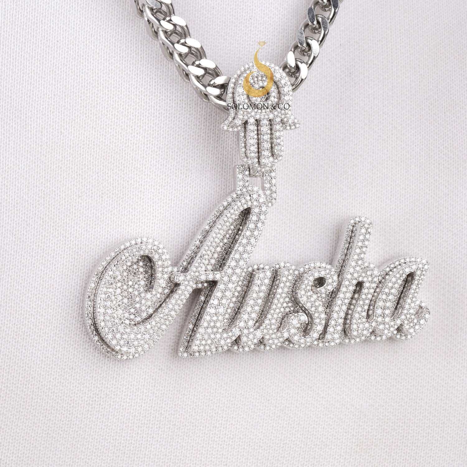 Ausha Custom Moissanite Diamond Name Pendant Second