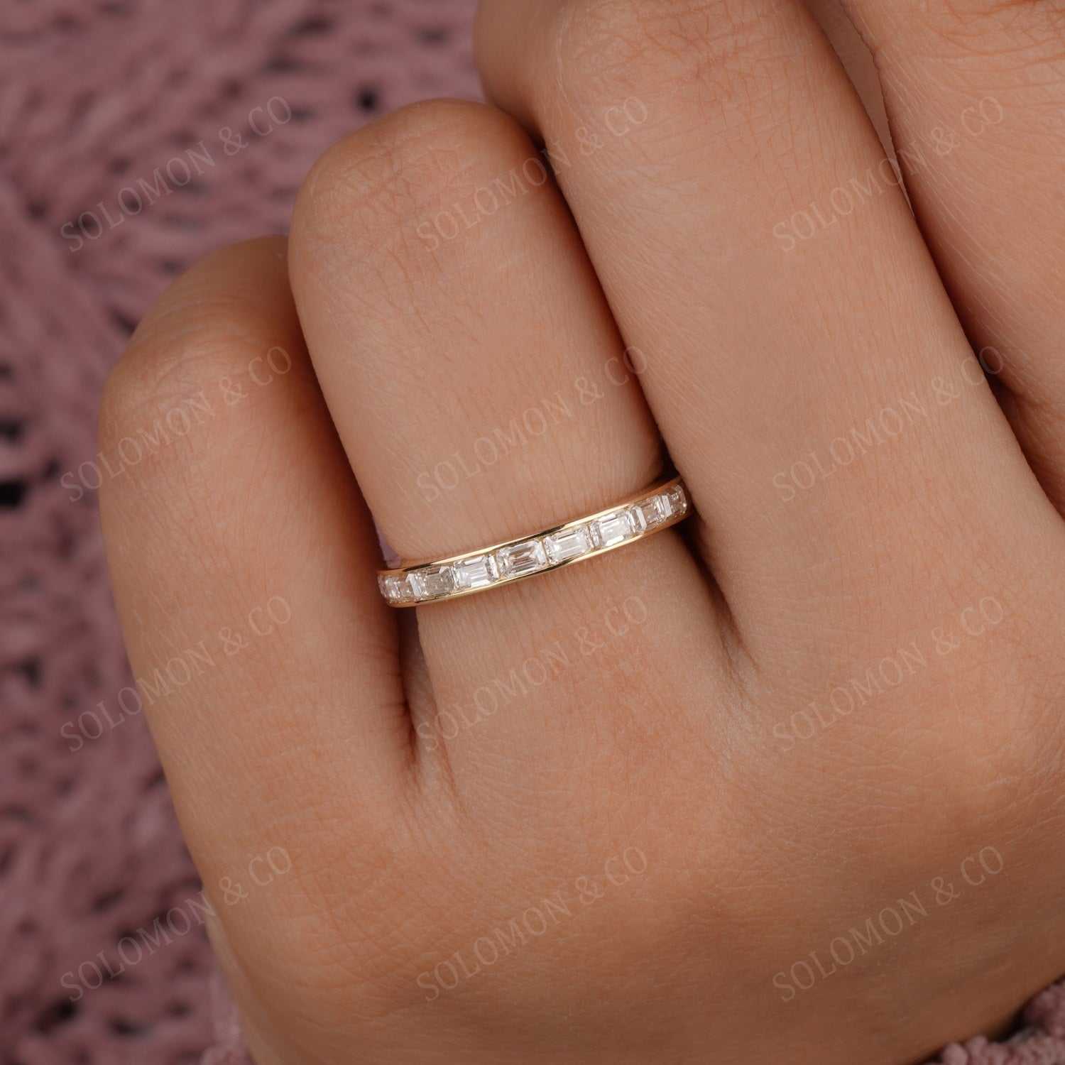 Emerald Cut Moissanite Full Eternity Band First