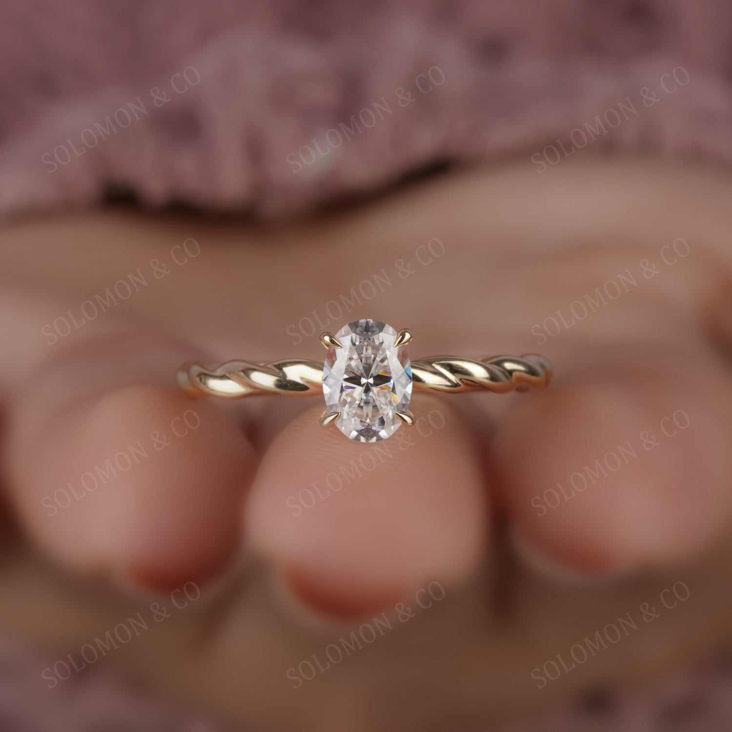 Modern Prong Set Oval Cut Moissanite Engagement Ring Eleven