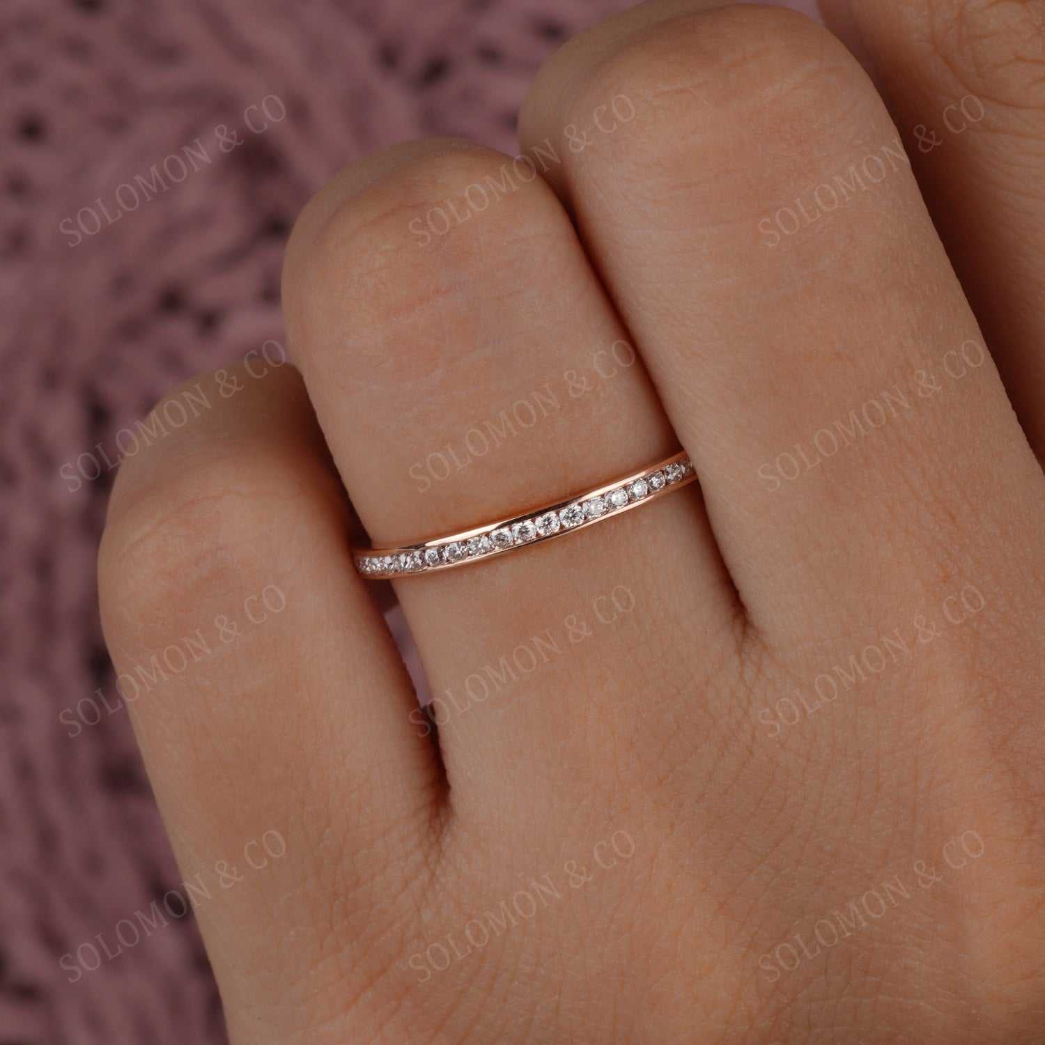 Channel Set Round Cut Moissanite Wedding Full Band Forth