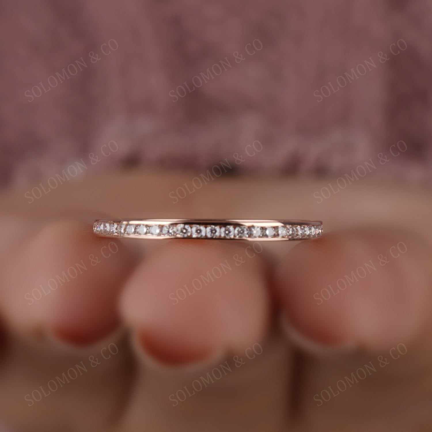 Channel Set Round Cut Moissanite Wedding Full Band Nine