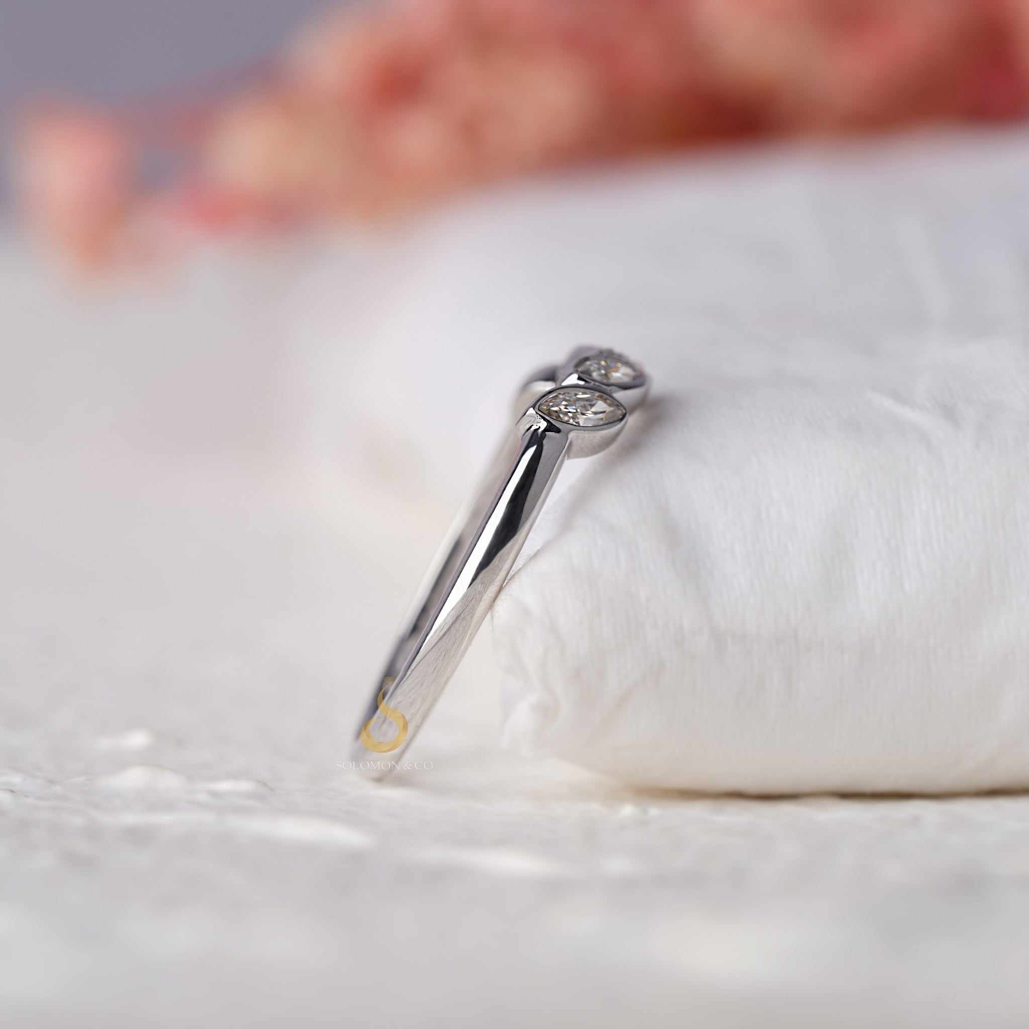 Five Stone Marquise Diamond Curve Wedding Band