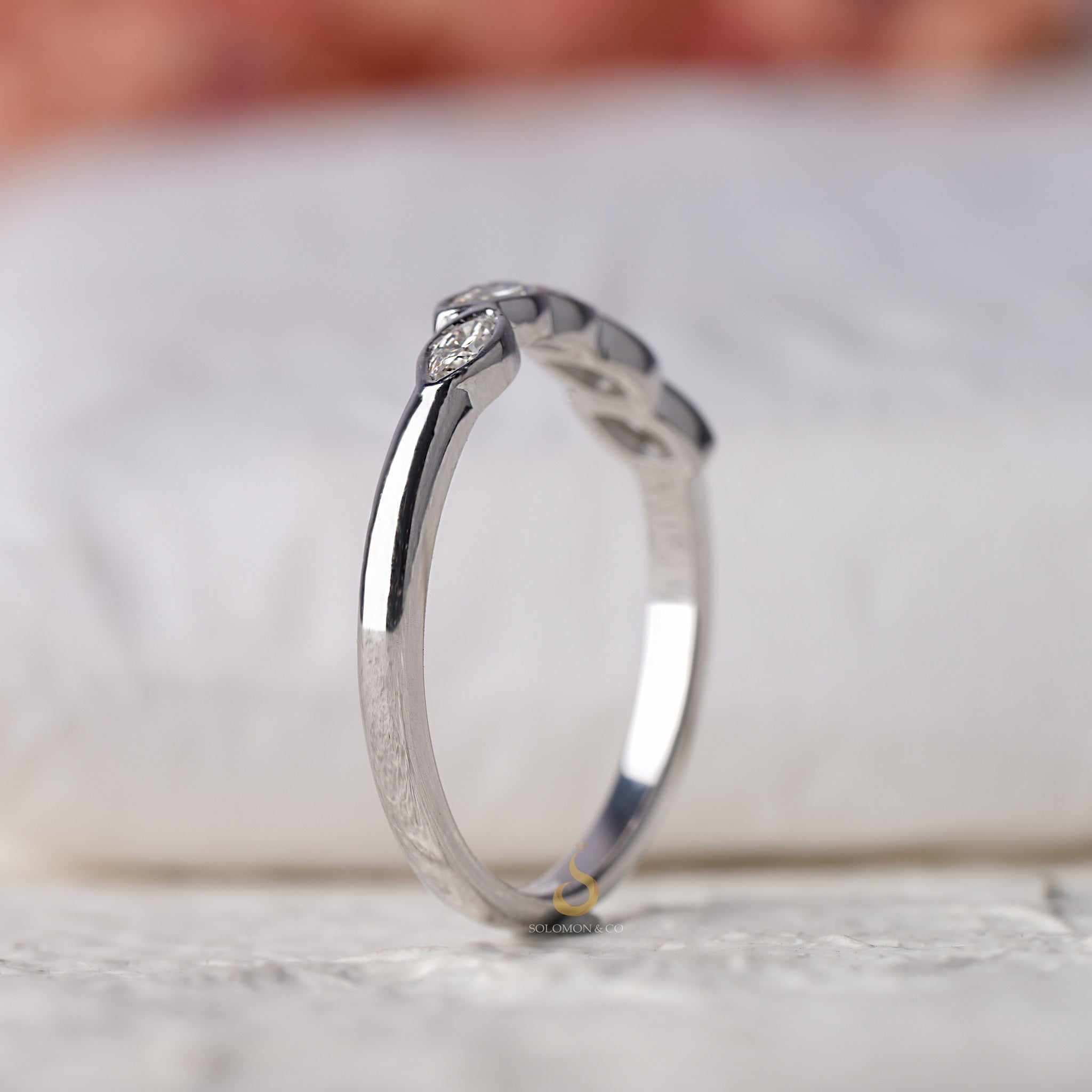 Five Stone Marquise Diamond Curve Wedding Band