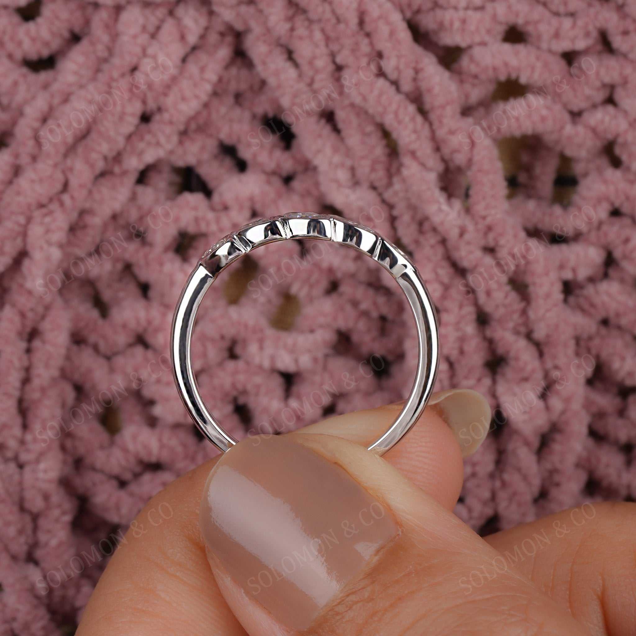 Five Stone Marquise Diamond Curve Wedding Band