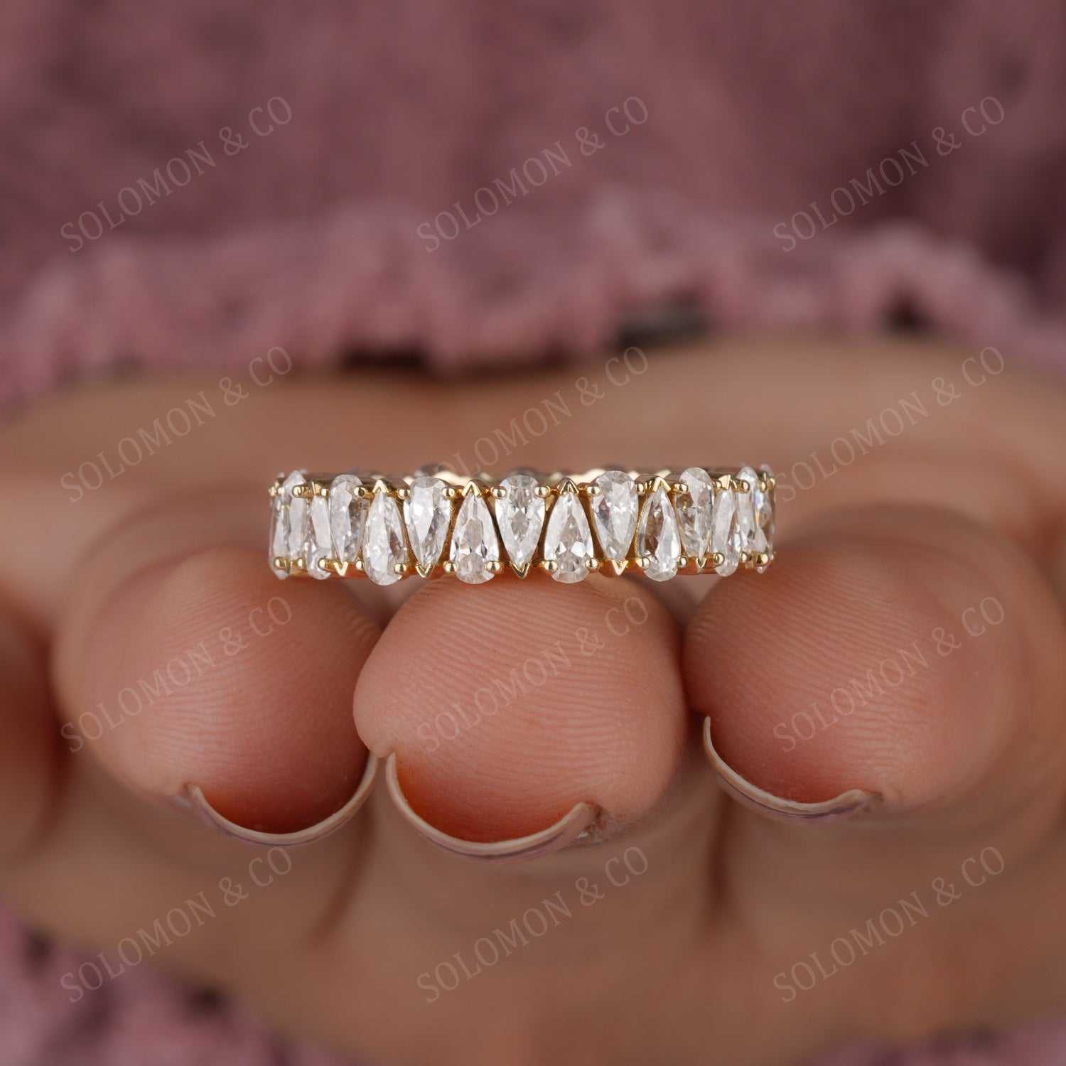 Vintage Pear Moissanite Full Eternity Band Eight