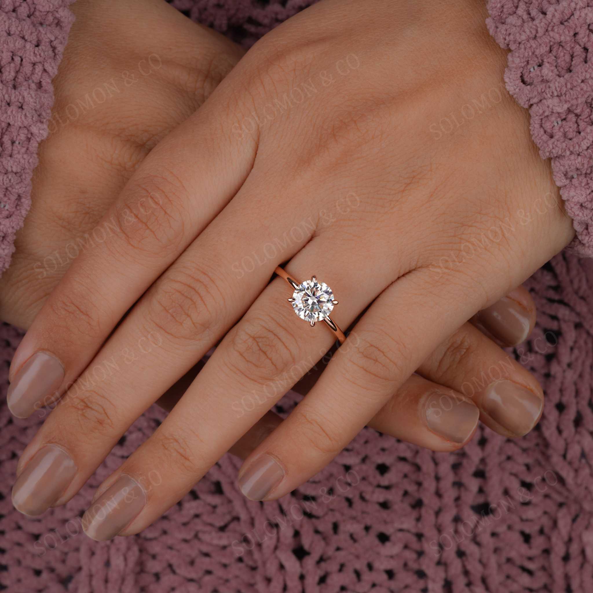 Round Moissanite Solitaire Engagement Ring 1.84ct