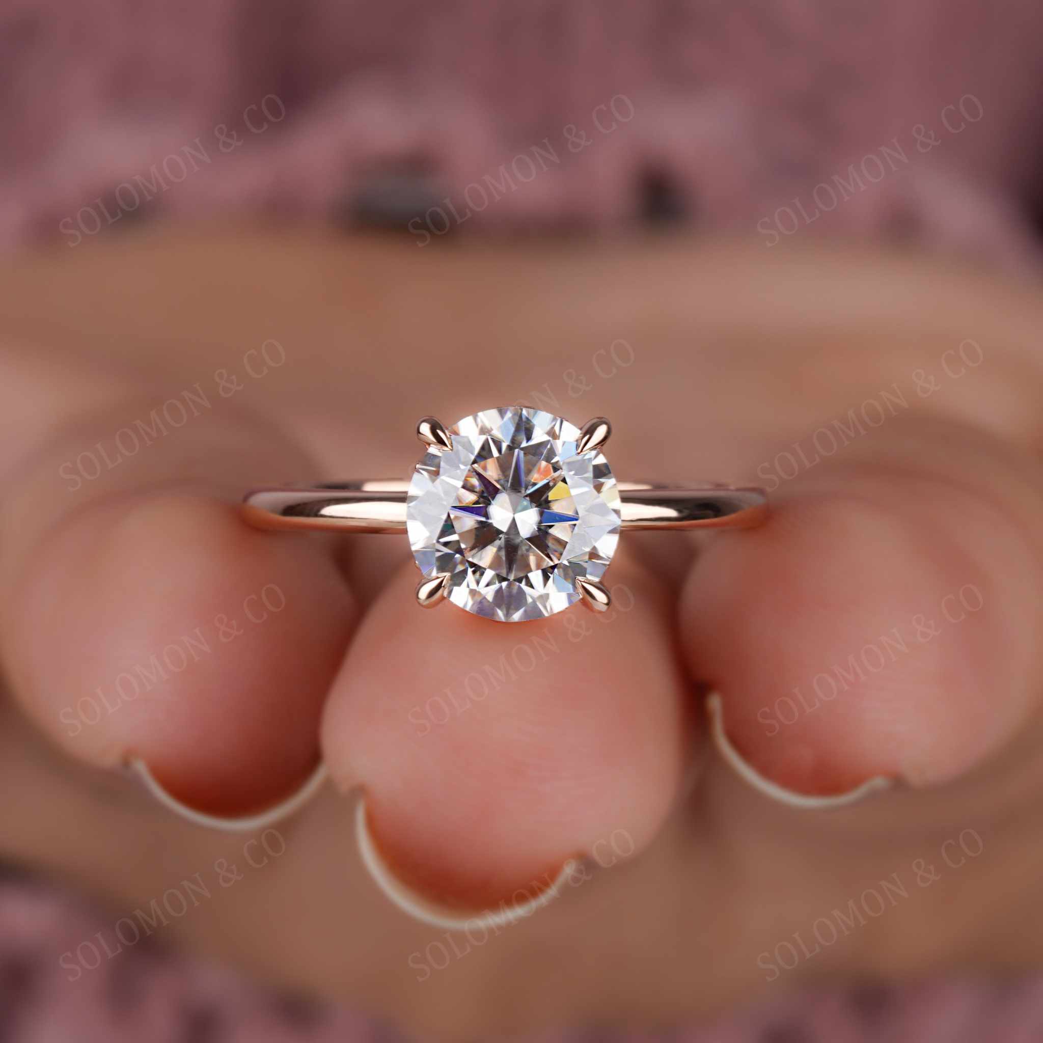 Round Moissanite Solitaire Engagement Ring 1.84ct