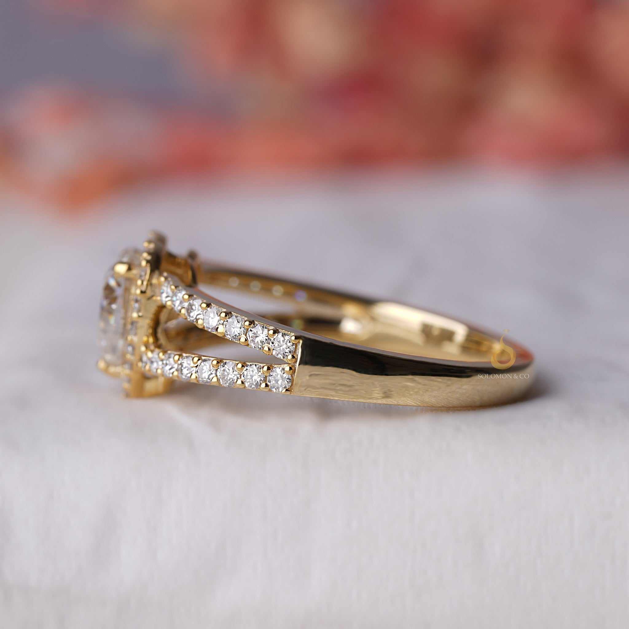 Heart Shape Halo Dual Shank Diamond Ring
