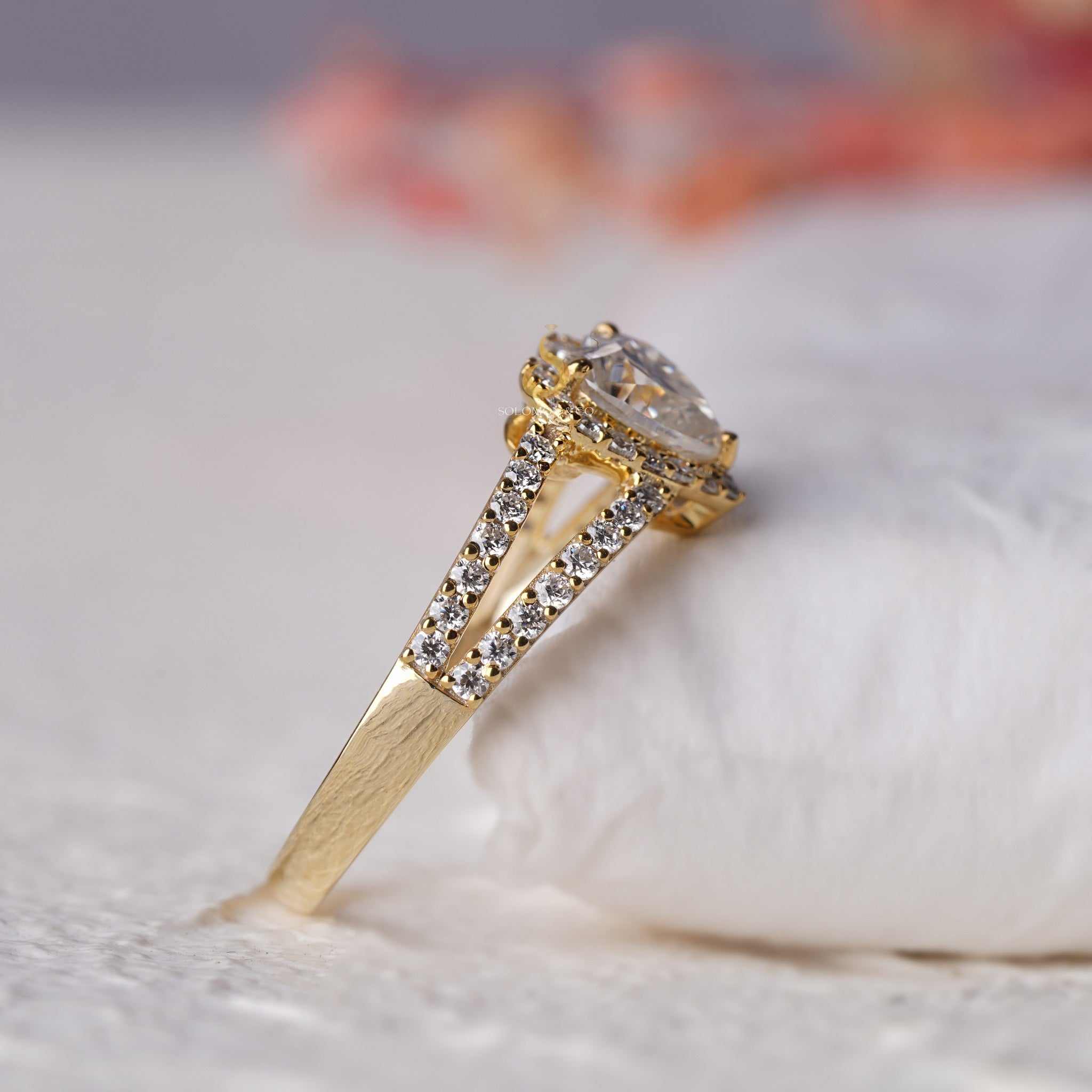 Heart Shape Halo Dual Shank Diamond Ring