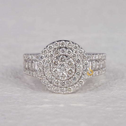 Double Halo Round White GoldMens Diamond Ring