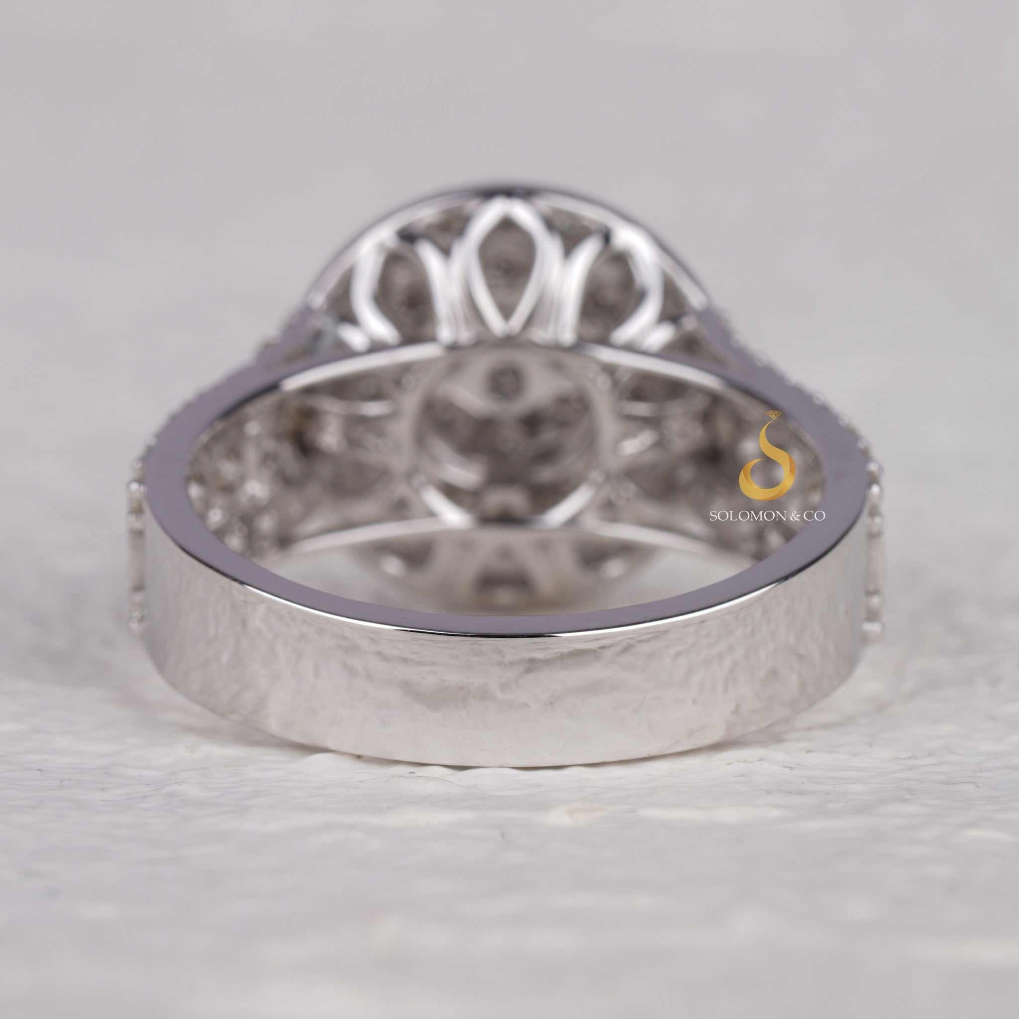 Double Halo Round Mens Diamond Ring