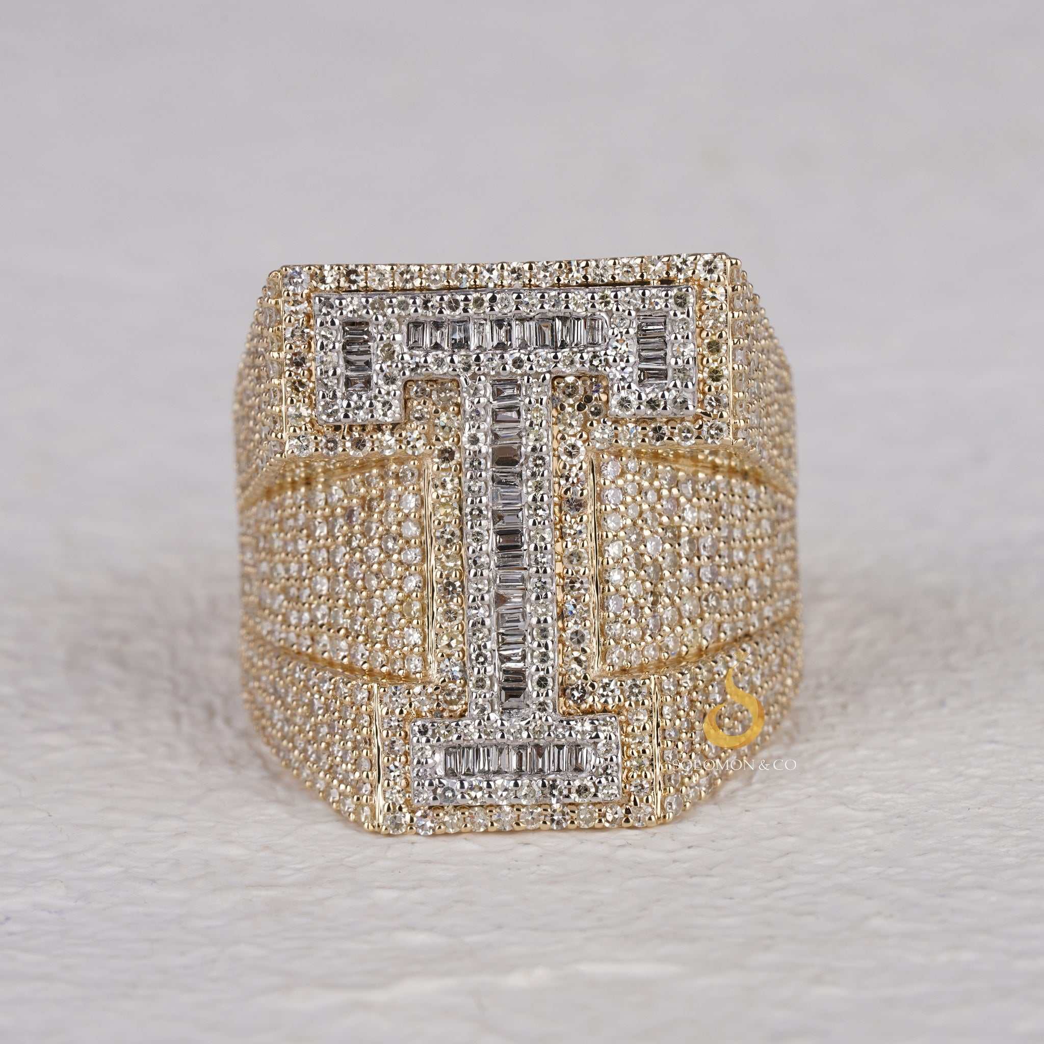 Mens Custom Initial Hip Hop Personalized Iced Out Ring