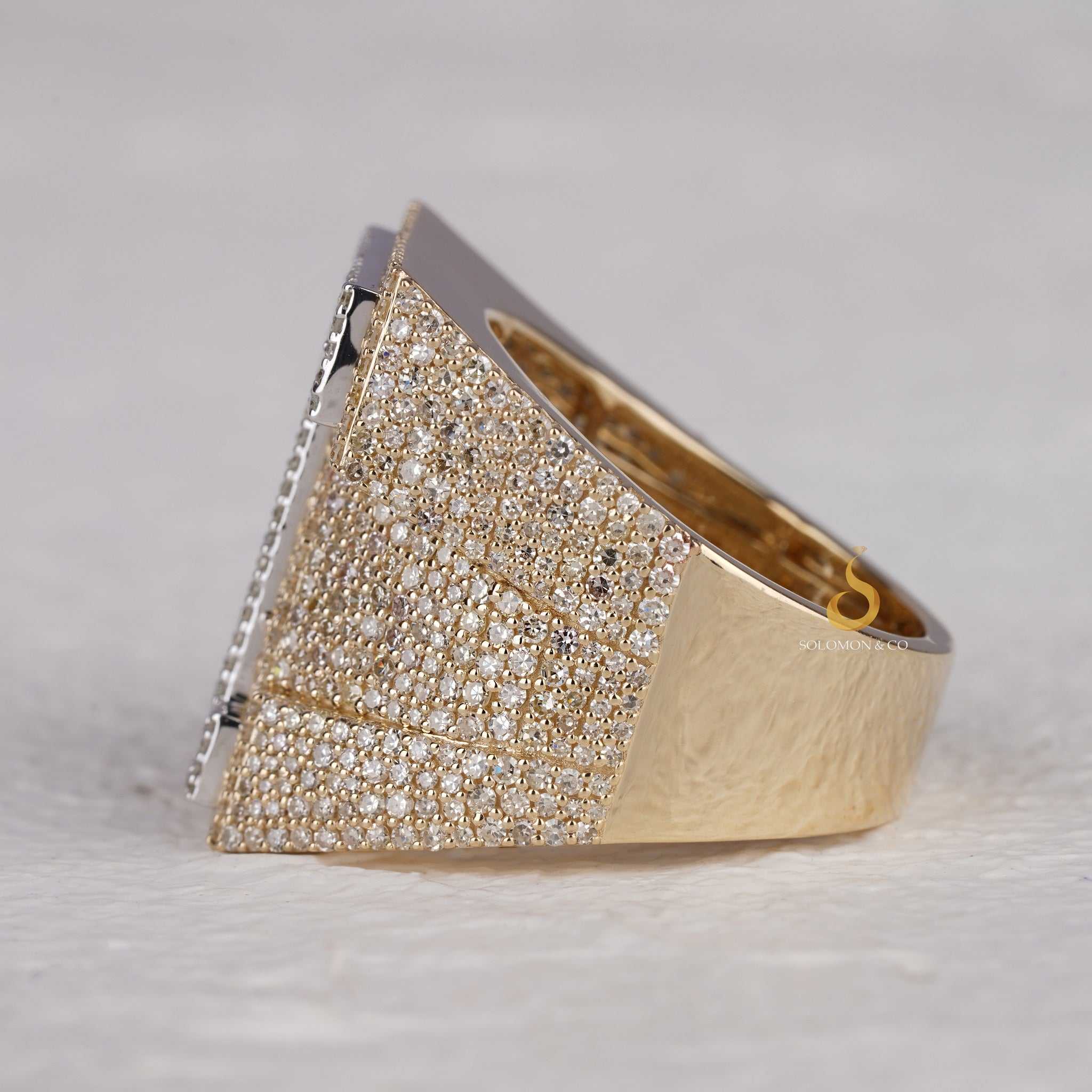 Mens Custom Initial Hip Hop Personalized Iced Out Ring