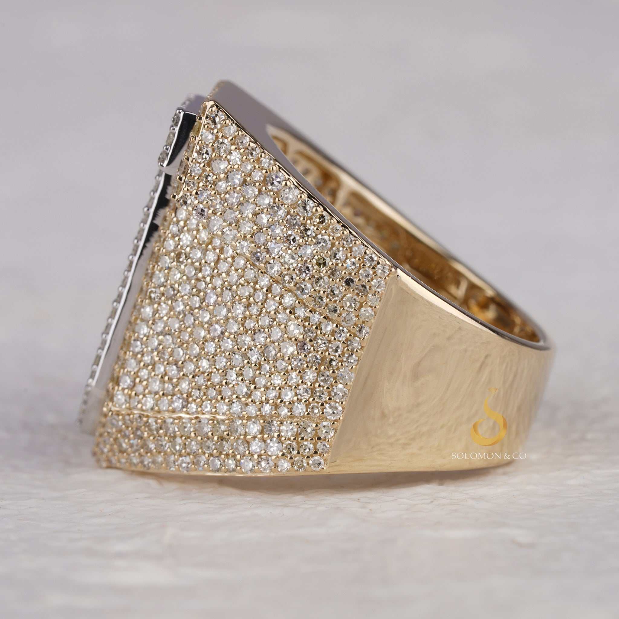 Customize J Initial Iced Out Moissanite Ring