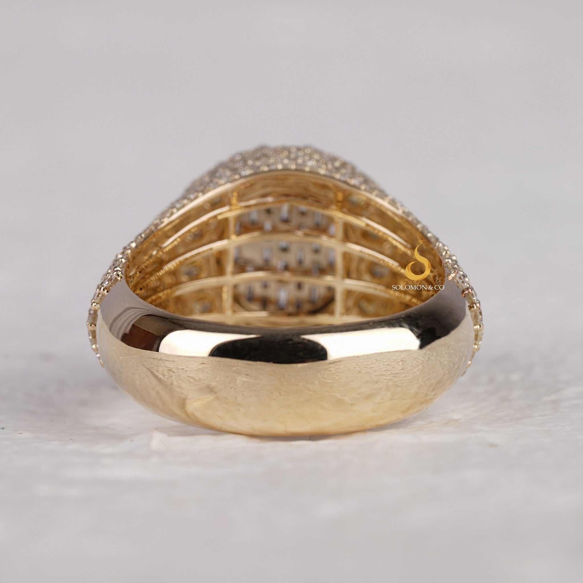Unique Baguette Halo Style Mens Iced Out Ring