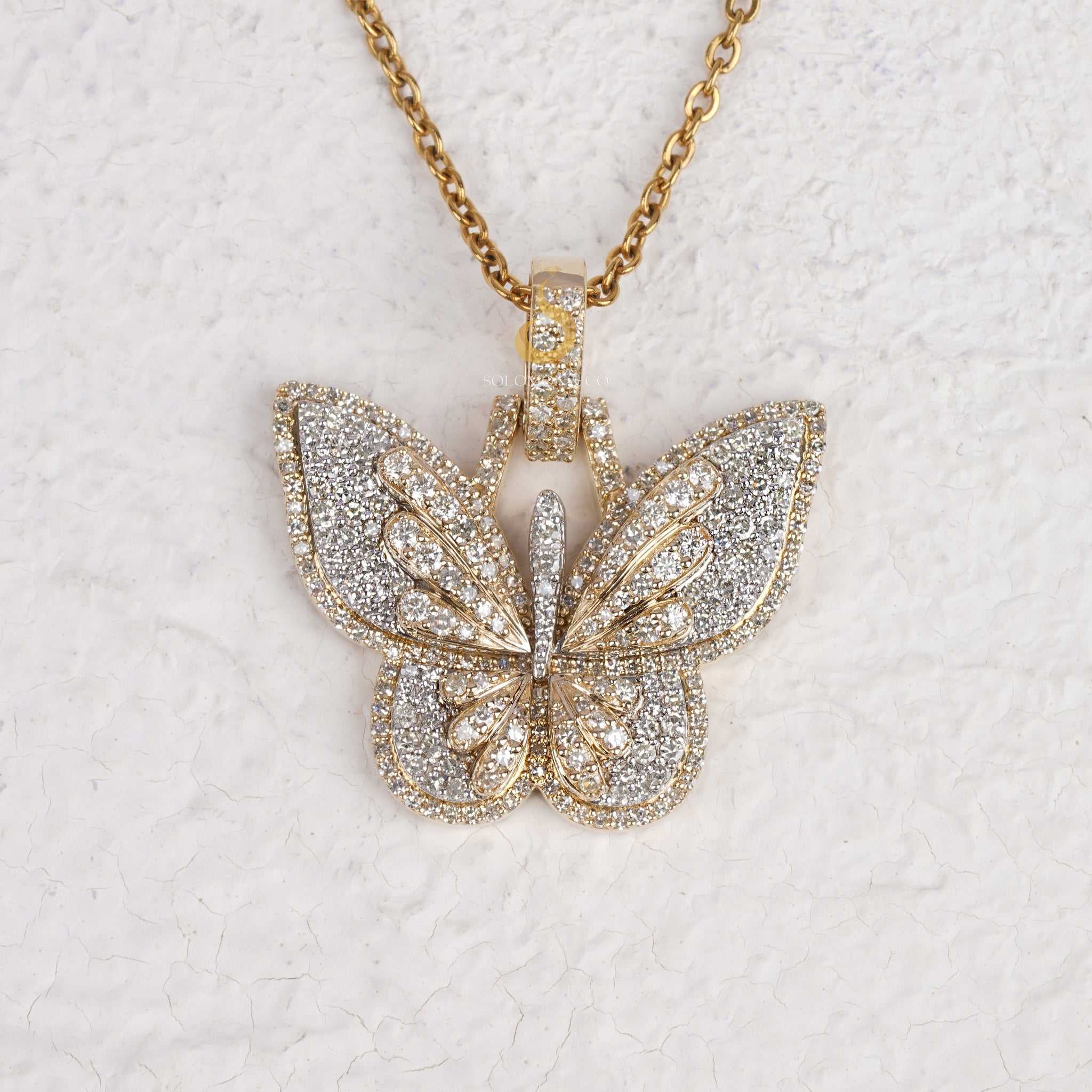 Pave Set Butterfly VVS Moissanite Pendant