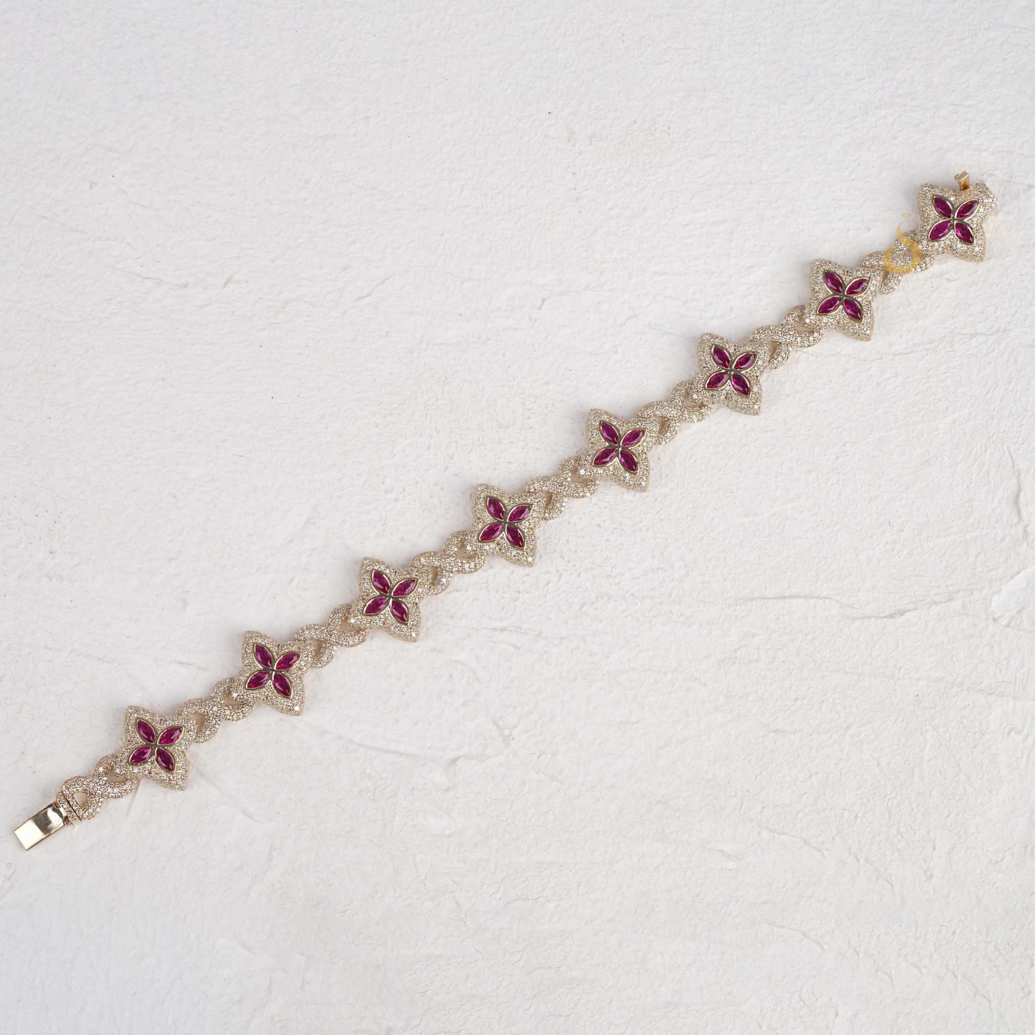Crimson Clover Sparkle Marquise And Round Diamond Bracelet
