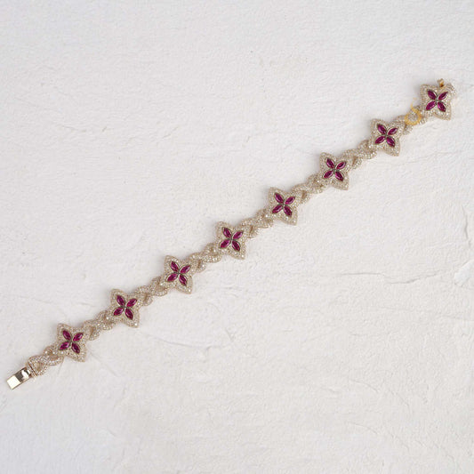 Crimson Clover Sparkle Marquise And Round Diamond Bracelet