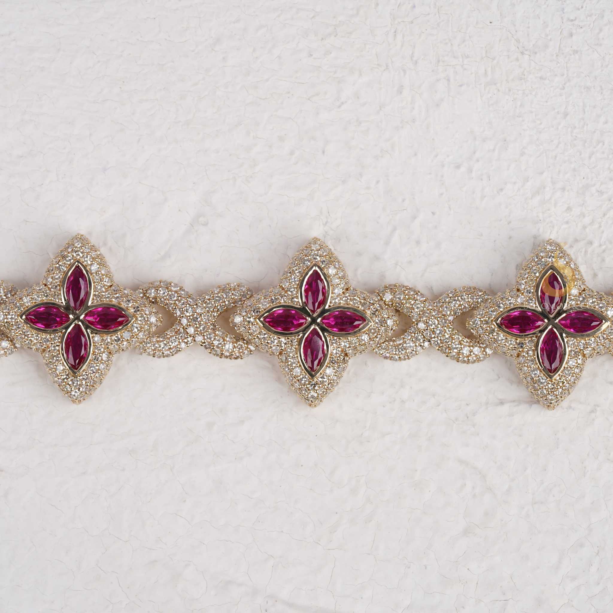 Crimson Clover Sparkle Marquise And Round Diamond Bracelet