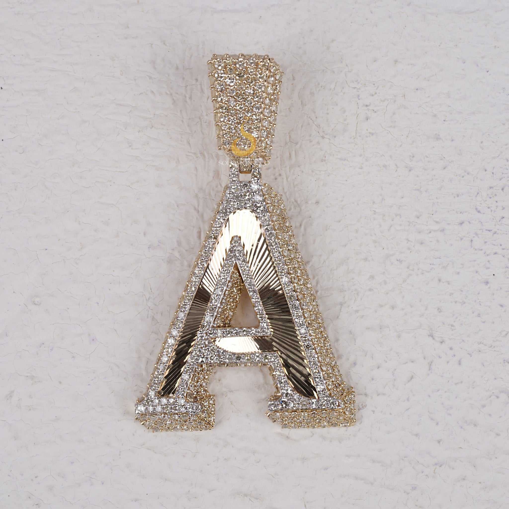 Custom A Initial Iced Out VVS Moissanite Pendant