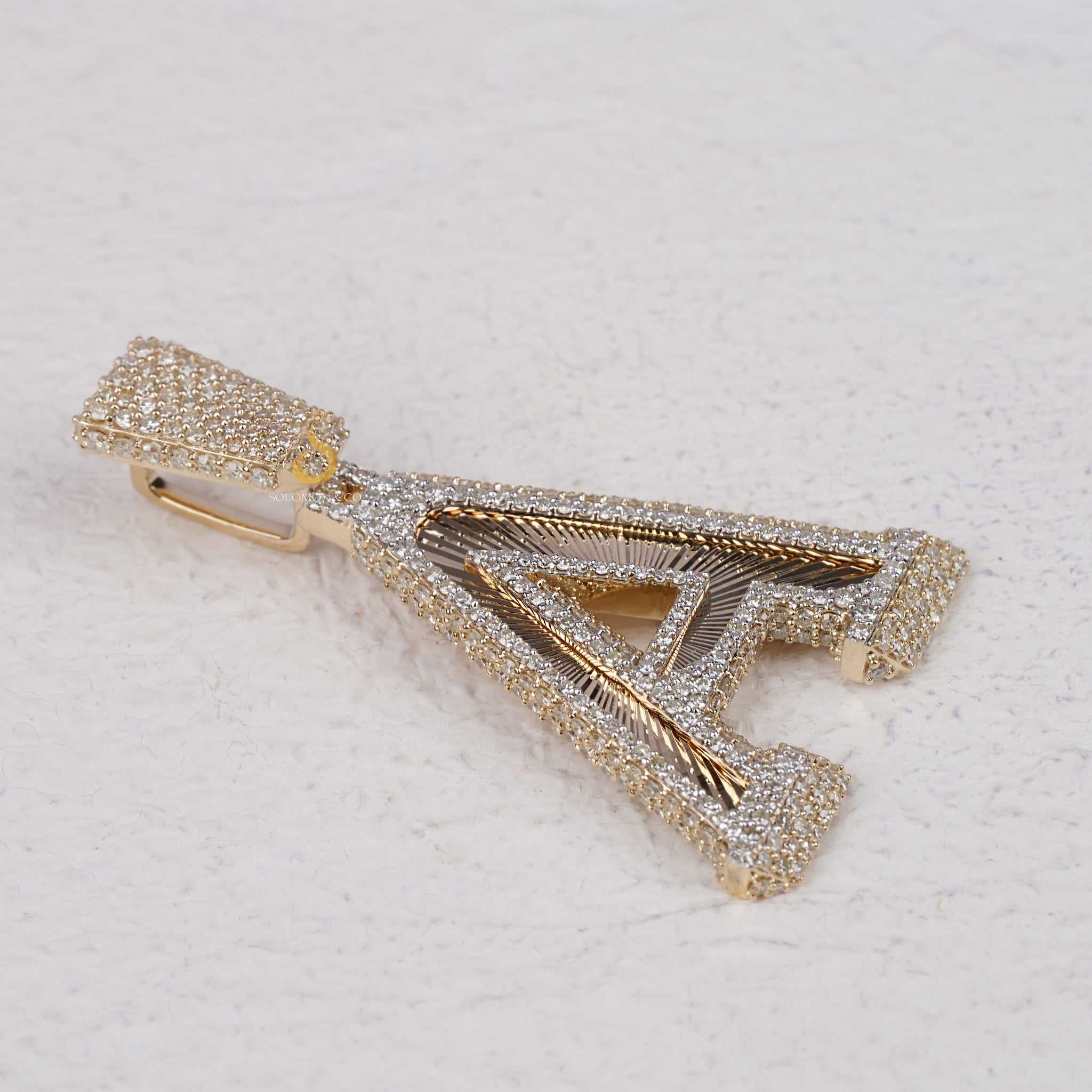 Custom A Initial Iced Out VVS Moissanite Pendant