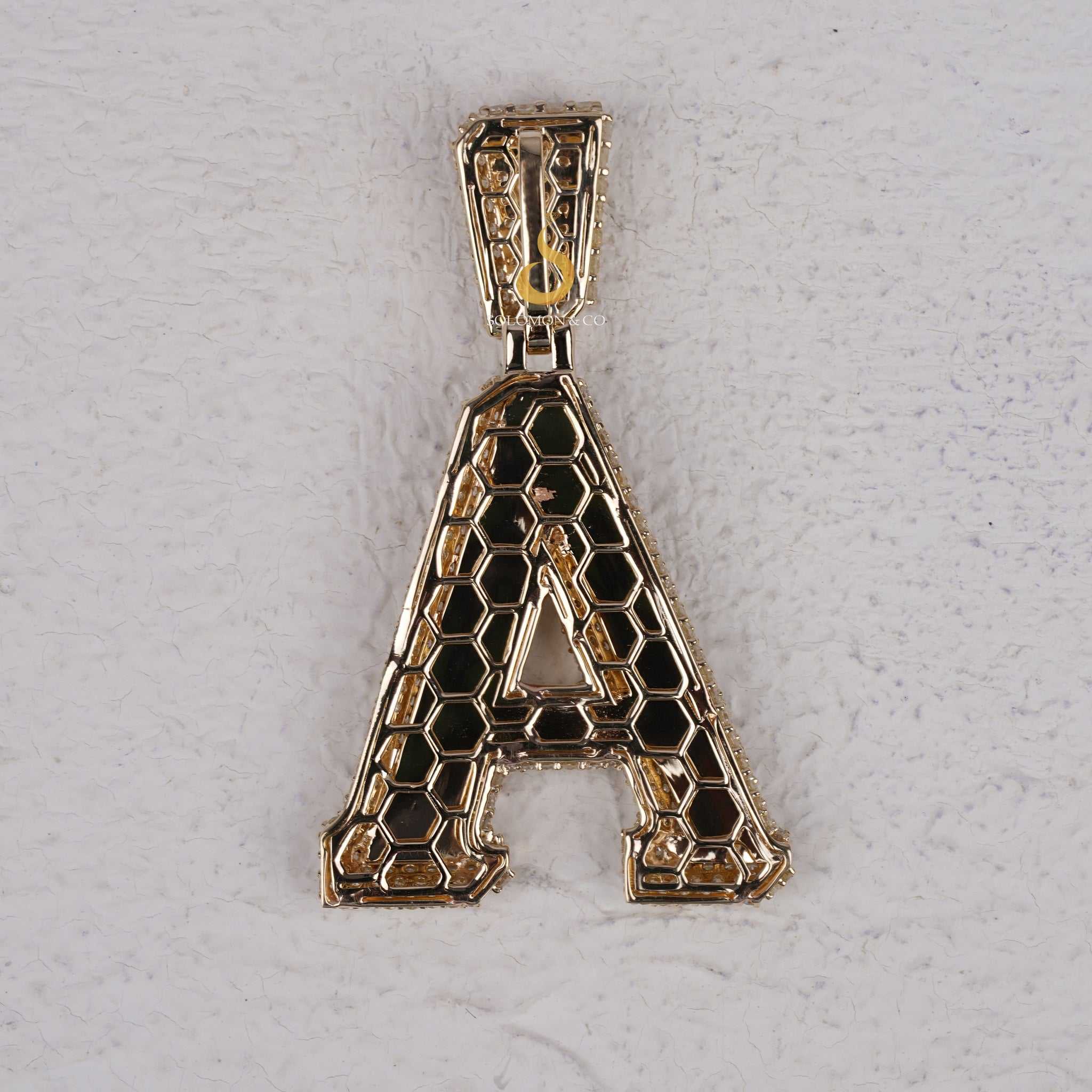Custom A Initial Iced Out VVS Moissanite Pendant