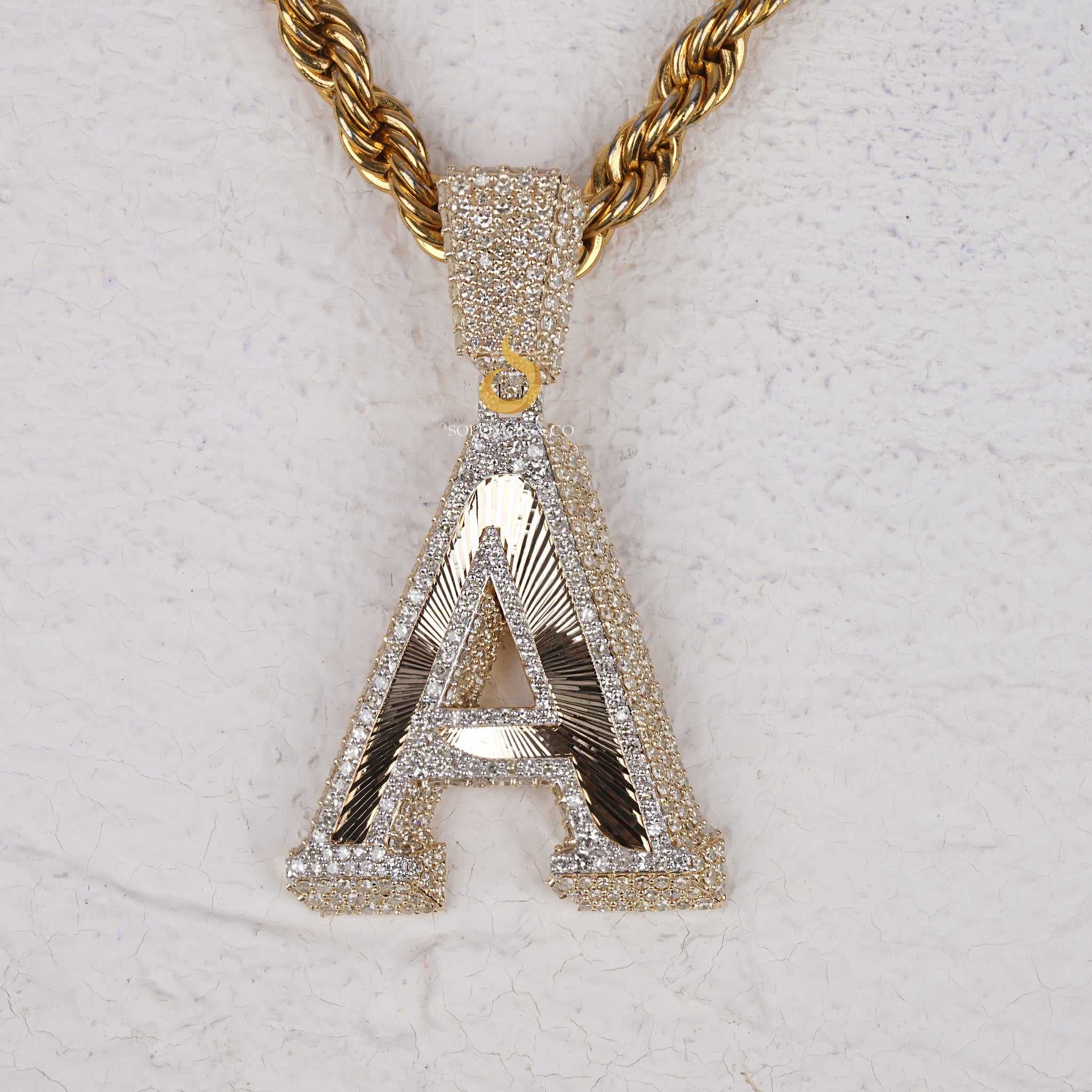 Custom A Initial Iced Out VVS Moissanite Pendant