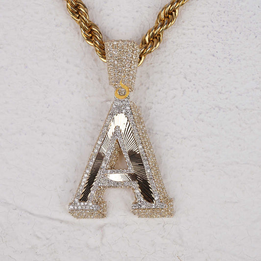 Custom A Initial Iced Out VVS Moissanite Pendant