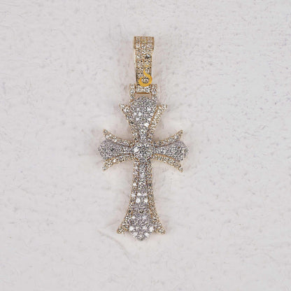Faith-Inspired Gold Cross Pendant With Pave Diamonds 0.87ct