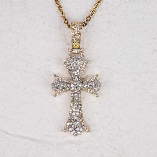 Faith-Inspired Gold Cross Pendant With Pave Diamonds 0.87ct