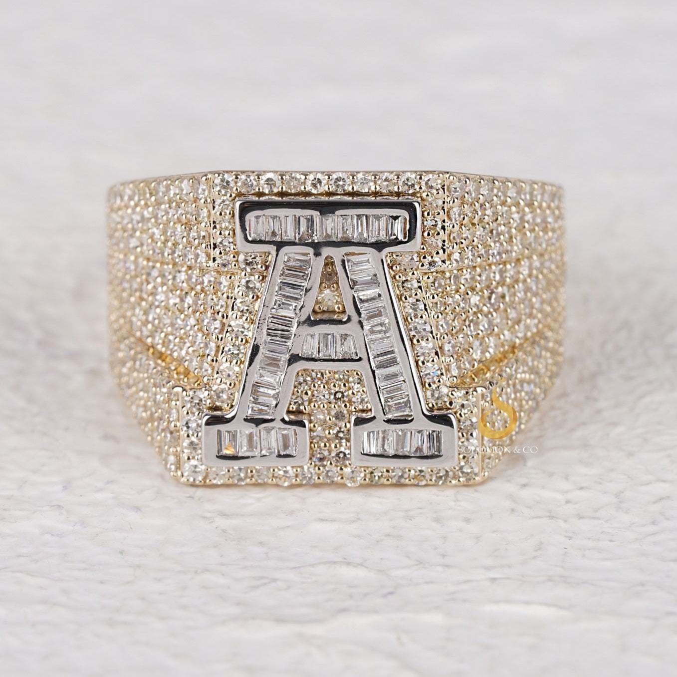 A Initial Custom Iced Out Mens Diamond Ring