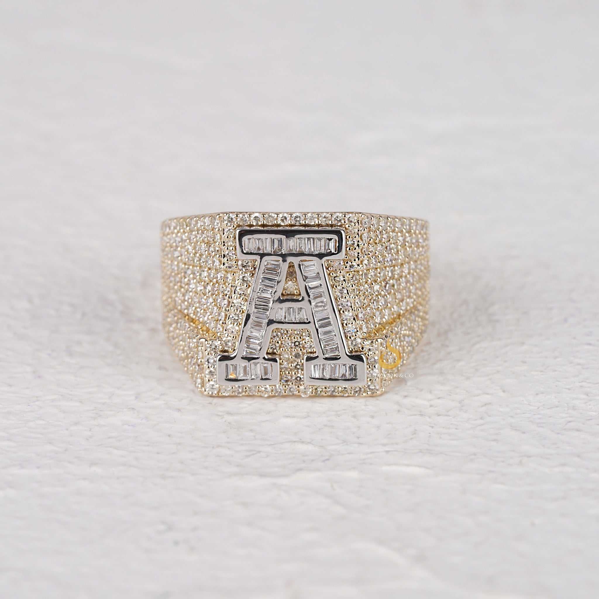 Mens Moissanite Initial Iced Out Ring
