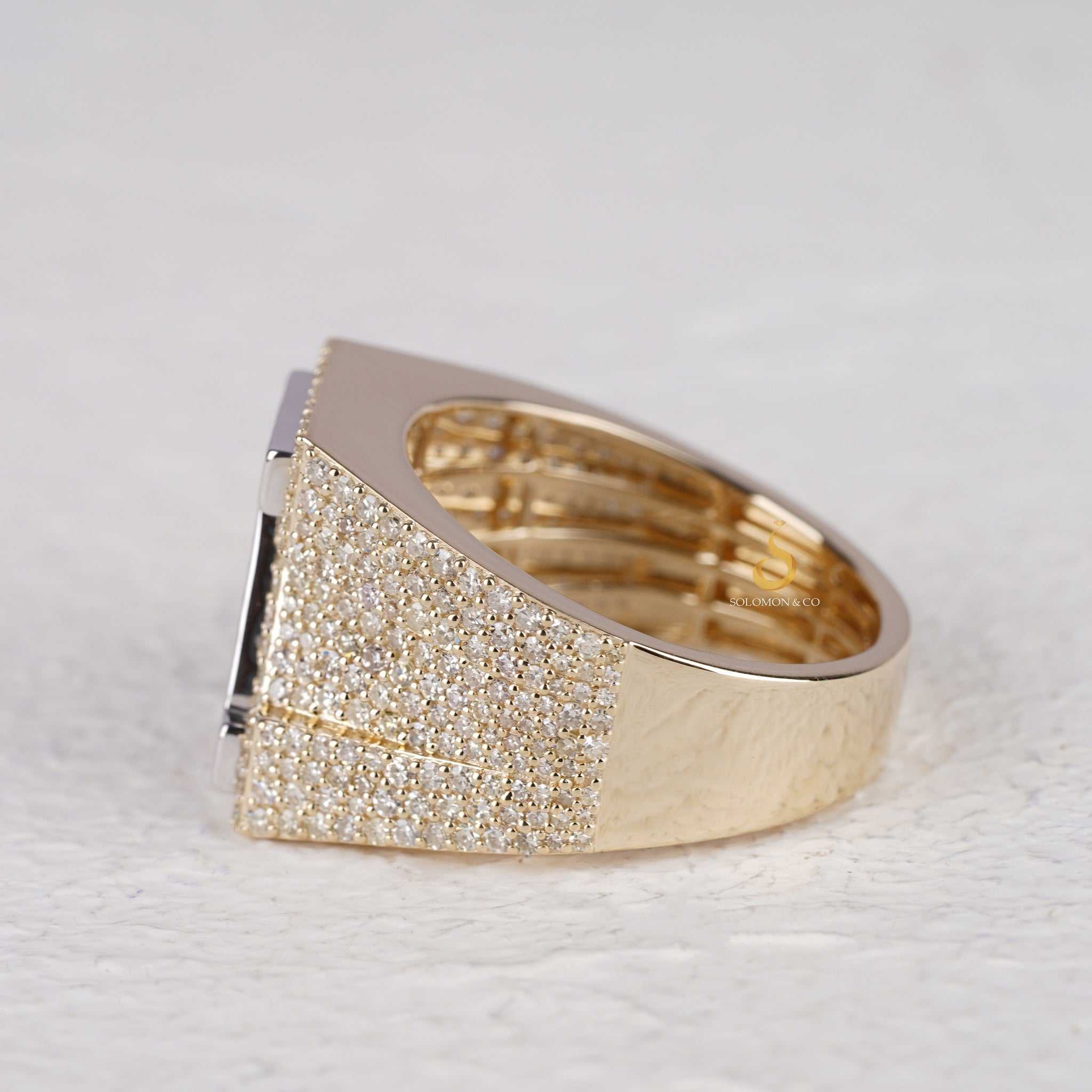 A Initial Custom Iced Out Mens Diamond Ring