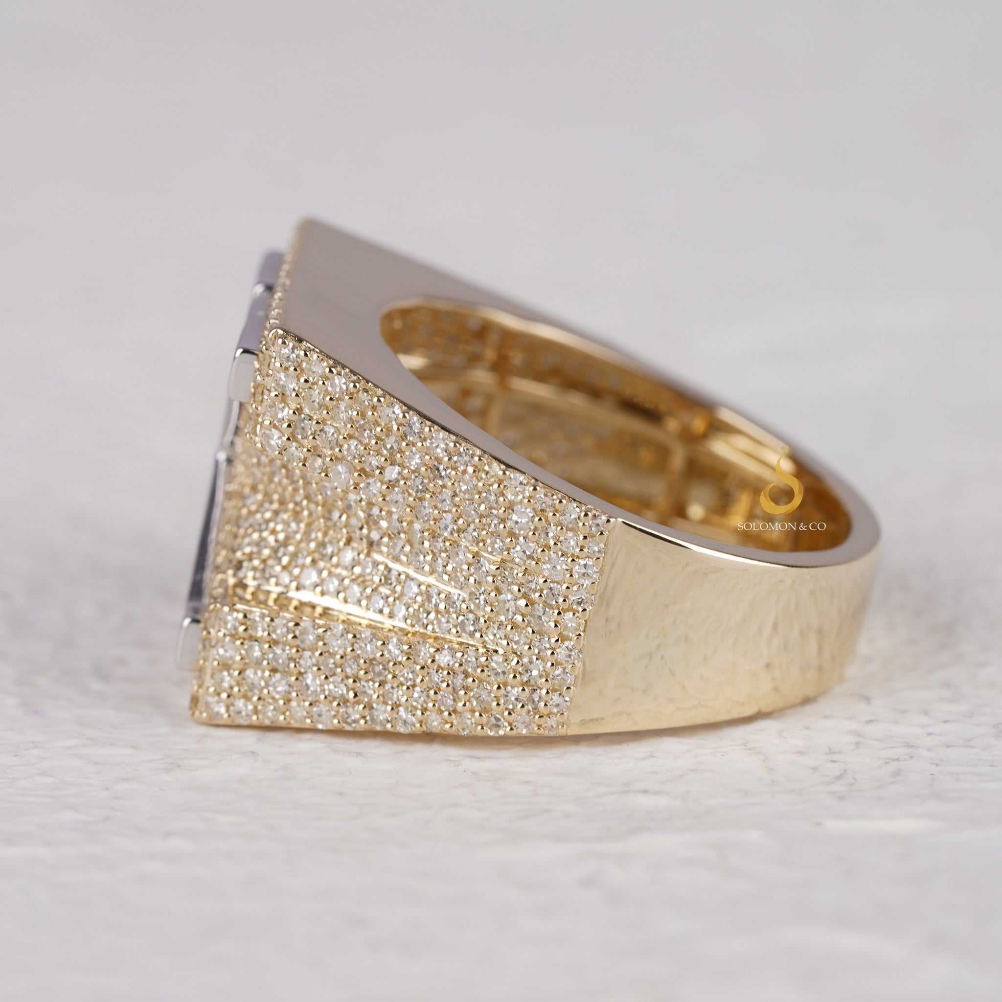 K Initial Custom Iced Out Mens Diamond Ring