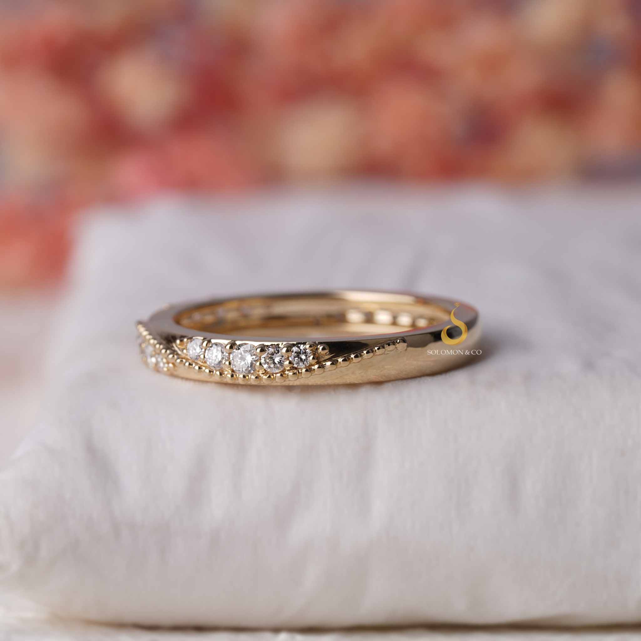 Milgrain Vintage Twisted Inspired Gold Round Diamond Ring
