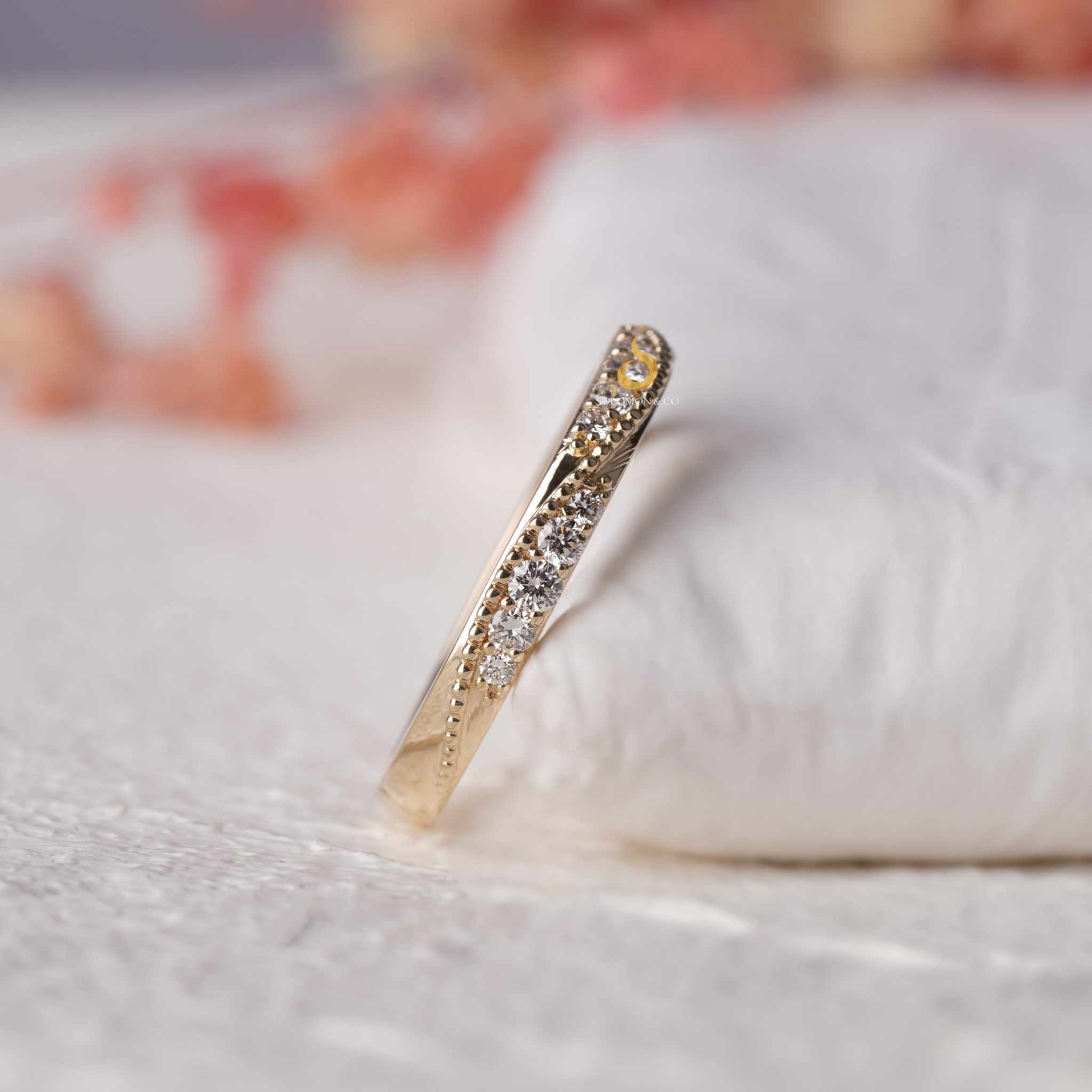 Milgrain Vintage Twisted Inspired Gold Round Diamond Ring