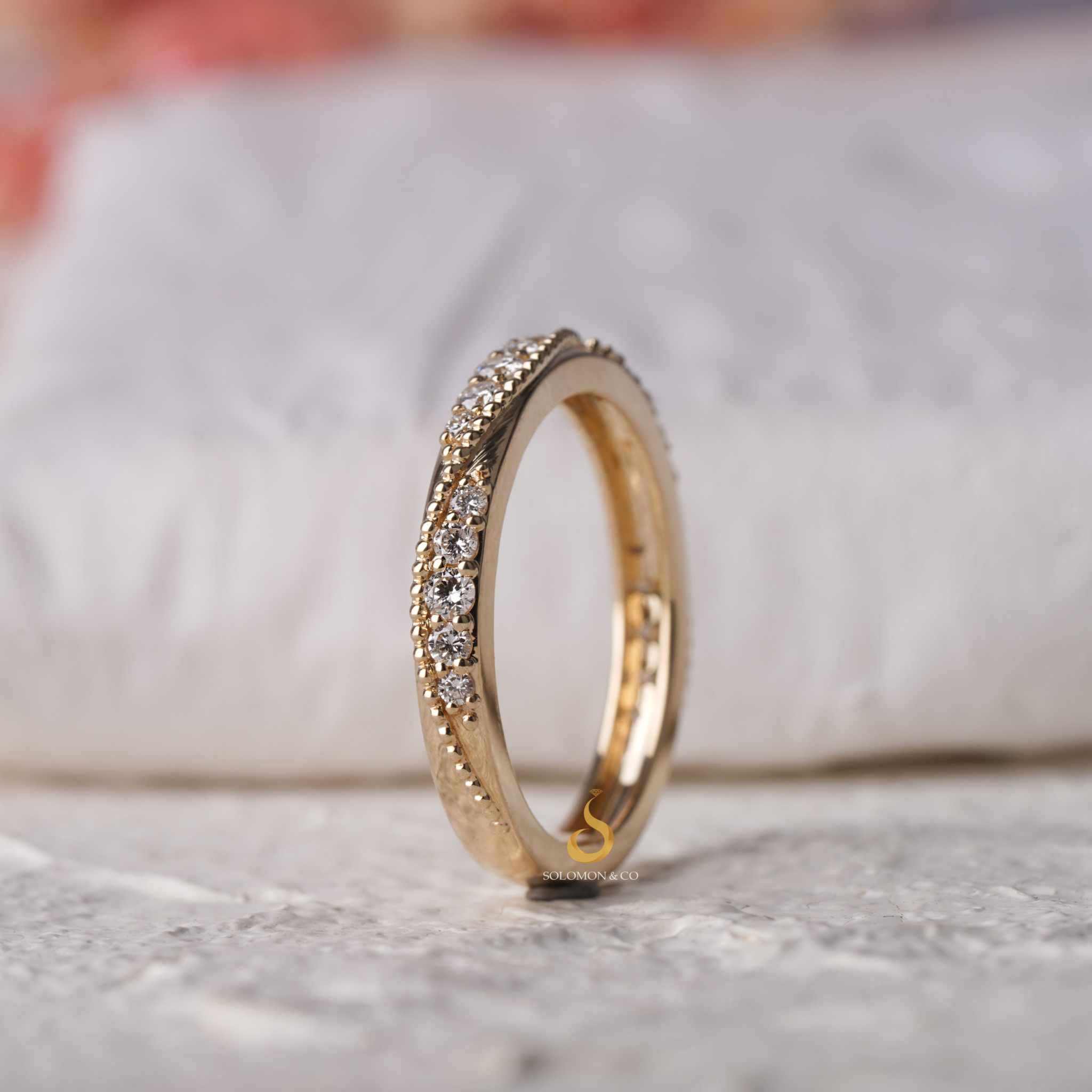 Milgrain Vintage Twisted Inspired Gold Round Diamond Ring