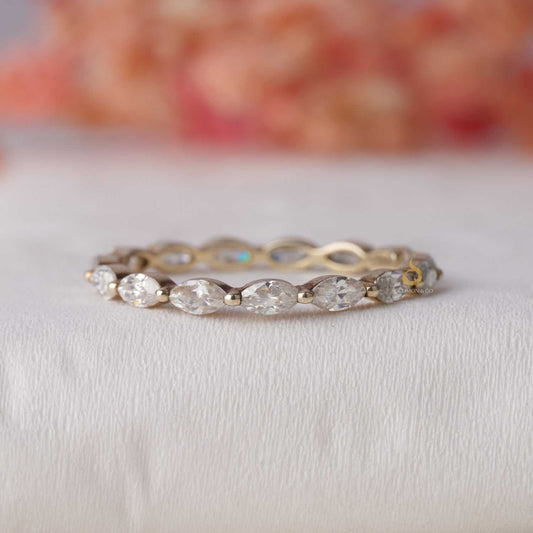 Dainty Marquise Shape Moissanite Stackable Eternity Band First