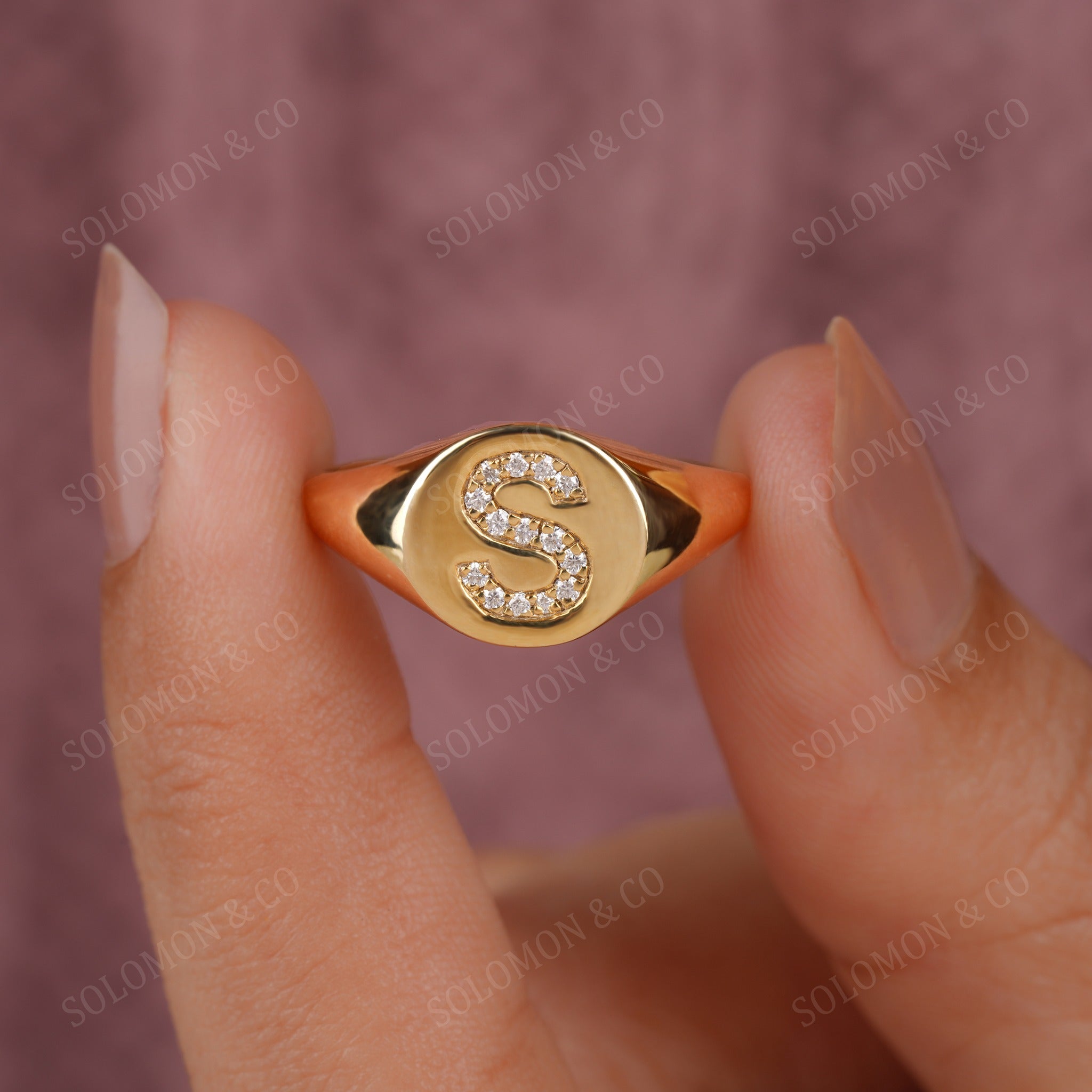 Diamond Initial Signet Ring Forth