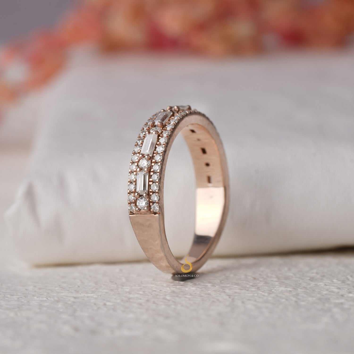 Moissanite Baguette And Round Half Wedding Band Second