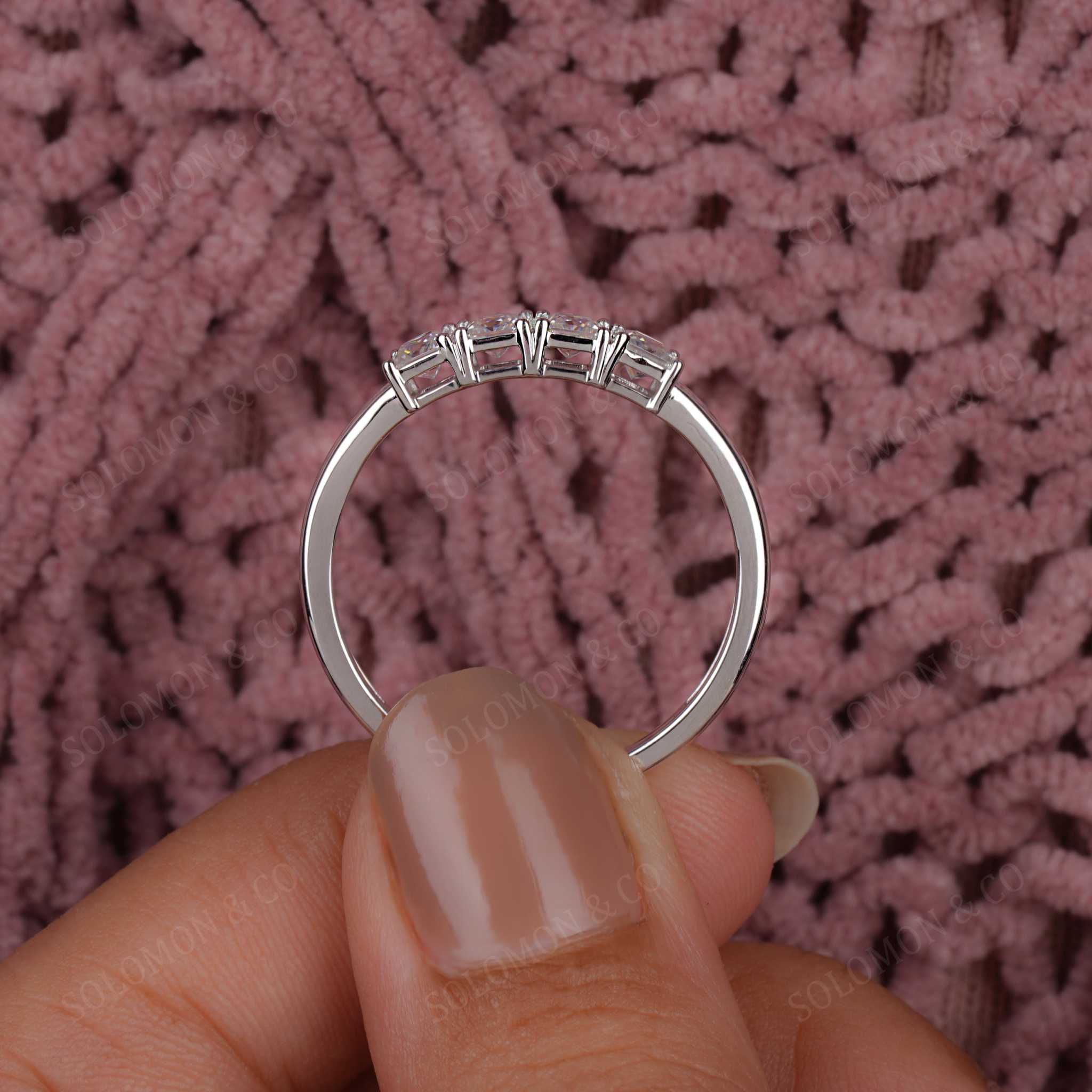 Four Stone Princess Diamond Stacking Wedding Band 3mm