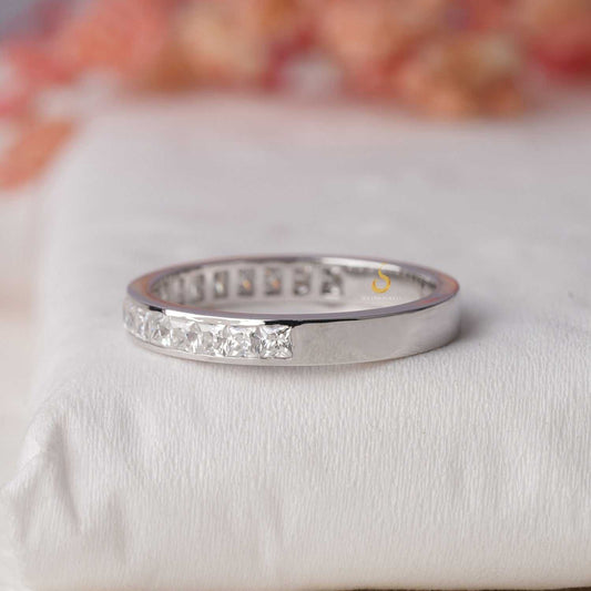 Channel Set Princess Cut Moissanite Diamond Wedding Band Second