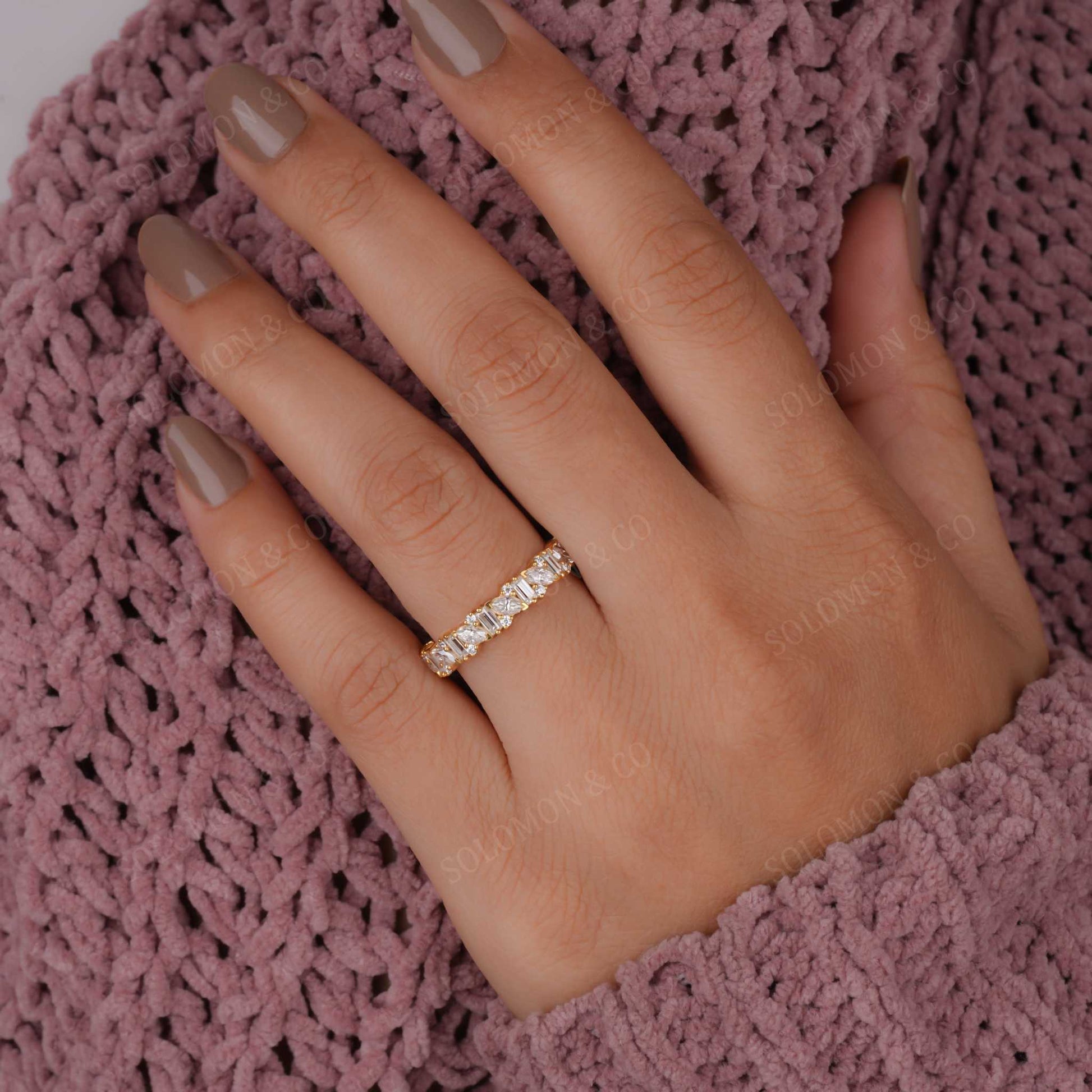 Vintage Full Eternity Cluster Wedding Band Ten