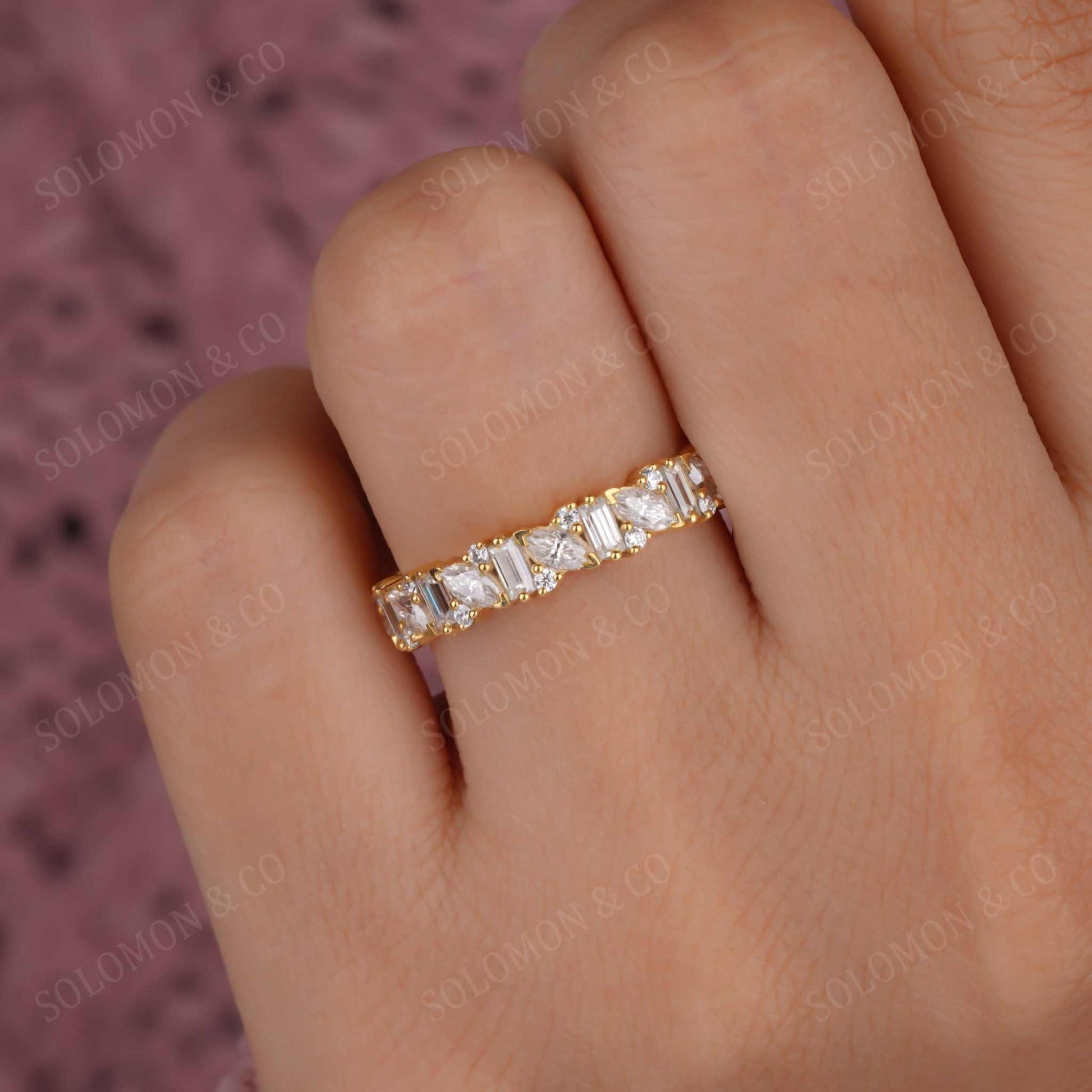 Vintage Full Eternity Cluster Wedding Band Six