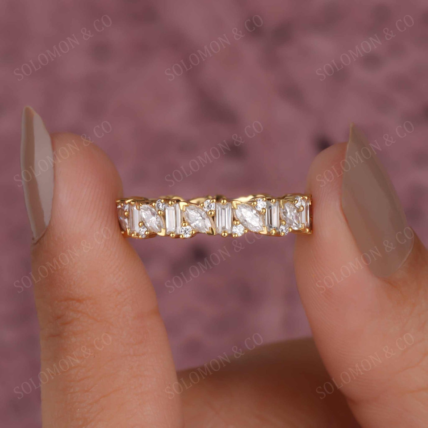 Vintage Full Eternity Cluster Wedding Band Seven